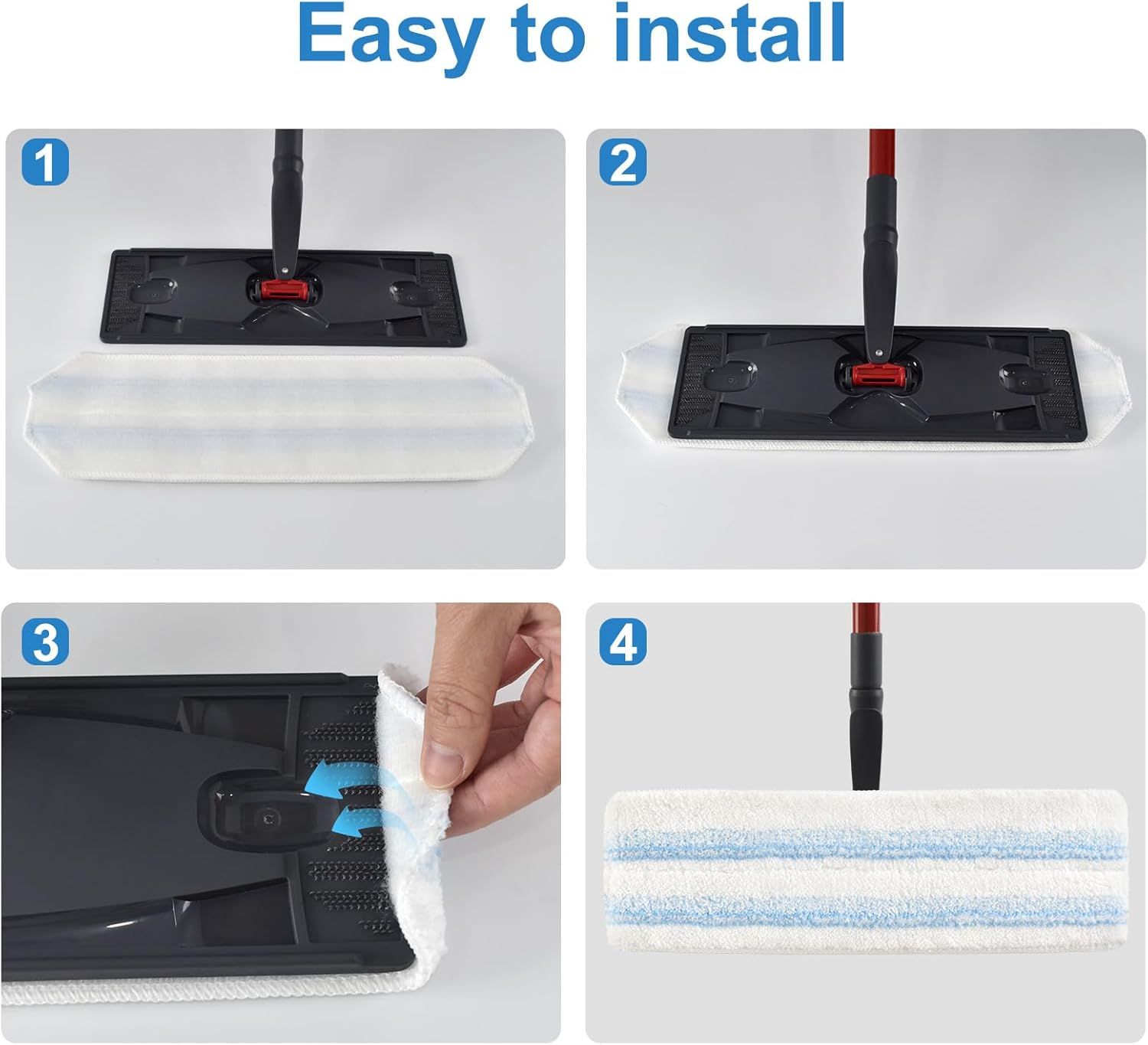 Mop Pads Replacements Compatible with O Cedar H2prO lat Mop System Microiber Mop Replacement Heads or O-Cedar/Vileda H2prO lat loor Mop, Washable & Reusable Pad Reills or Deep Cleaning, 4 Pack - Image 6