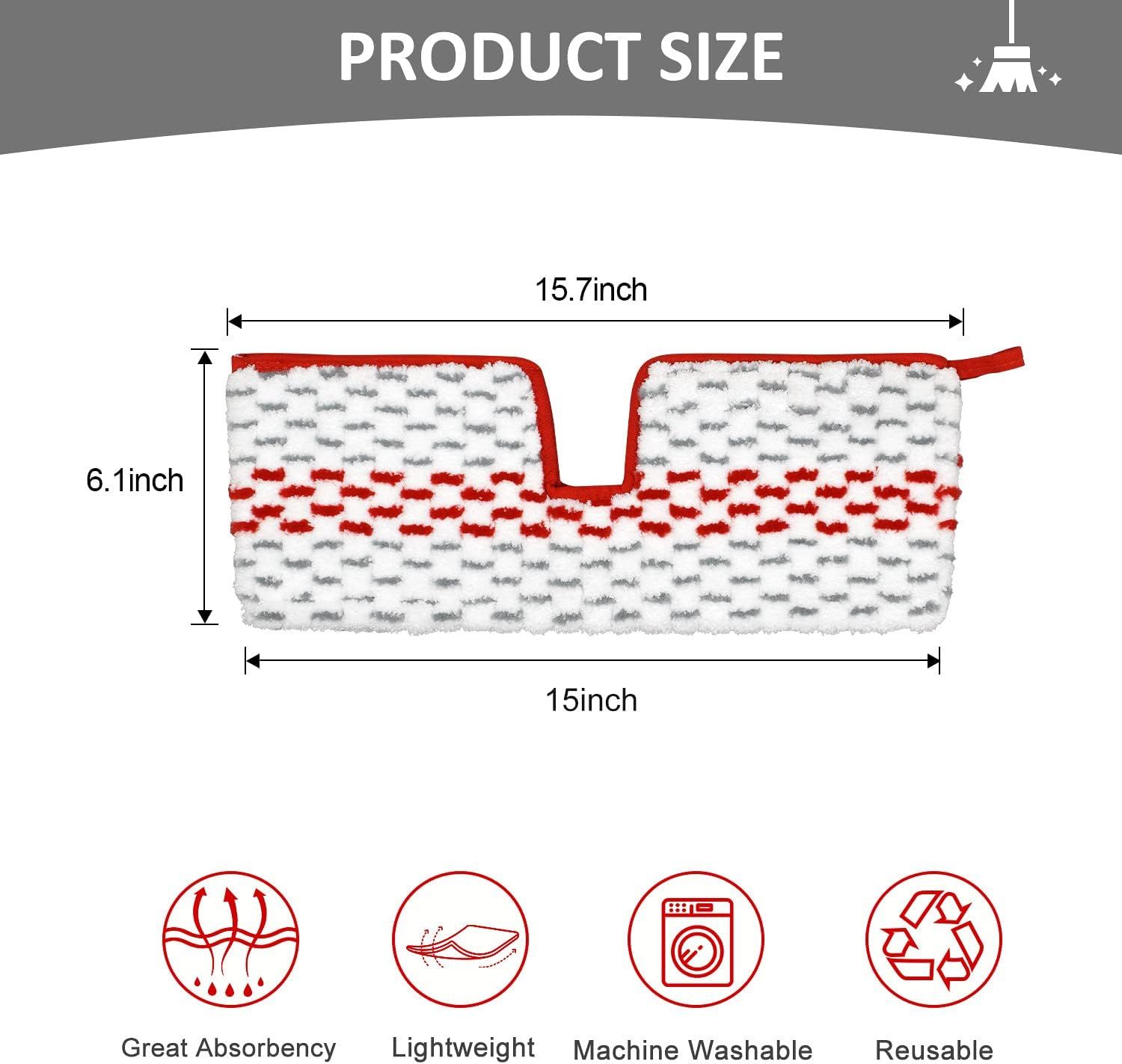 Microiber Spray Mop Pads Compatible with Oceda ProMist MAX, Dual-Action Washable lip Mop Pads Replacement or Dry Wet loor Cleaning, 3 Packs Red - Image 3