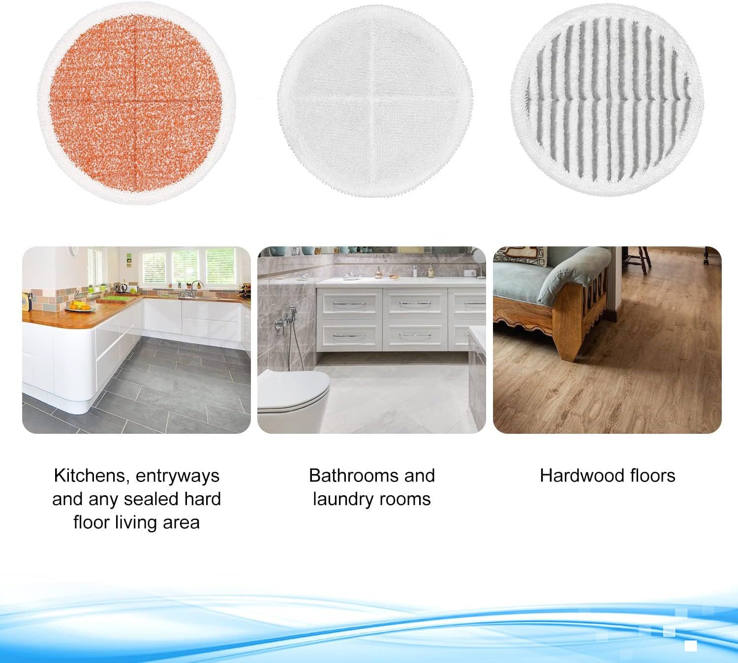 6 Pack Mop Pads Replacement Compatible with Bissell Spinwave Mops 2124 2039 2037 2039A Series Steam Mop Pads or Bissell Spinwave Hard loor Cleaning Kits 2 Sot Pads, 2 Scrubby and 2 Heavy Scrub Pads - Image 3