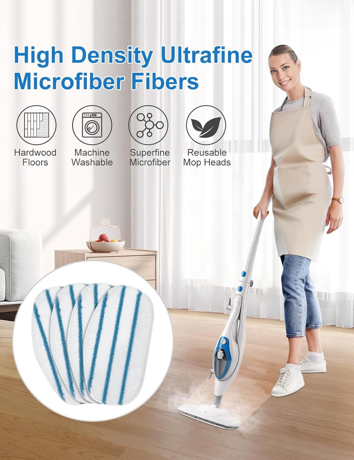 Steam Mop Pads Compatible with PurSteam ThermaPro 10-in-1 and ThermaPro 211 Steam Mop Cleaner Microiber Pur steam Mop Replacement Pads Washable Reusable Steam Mop Pads or Steamer loor Cleaning - Image 2