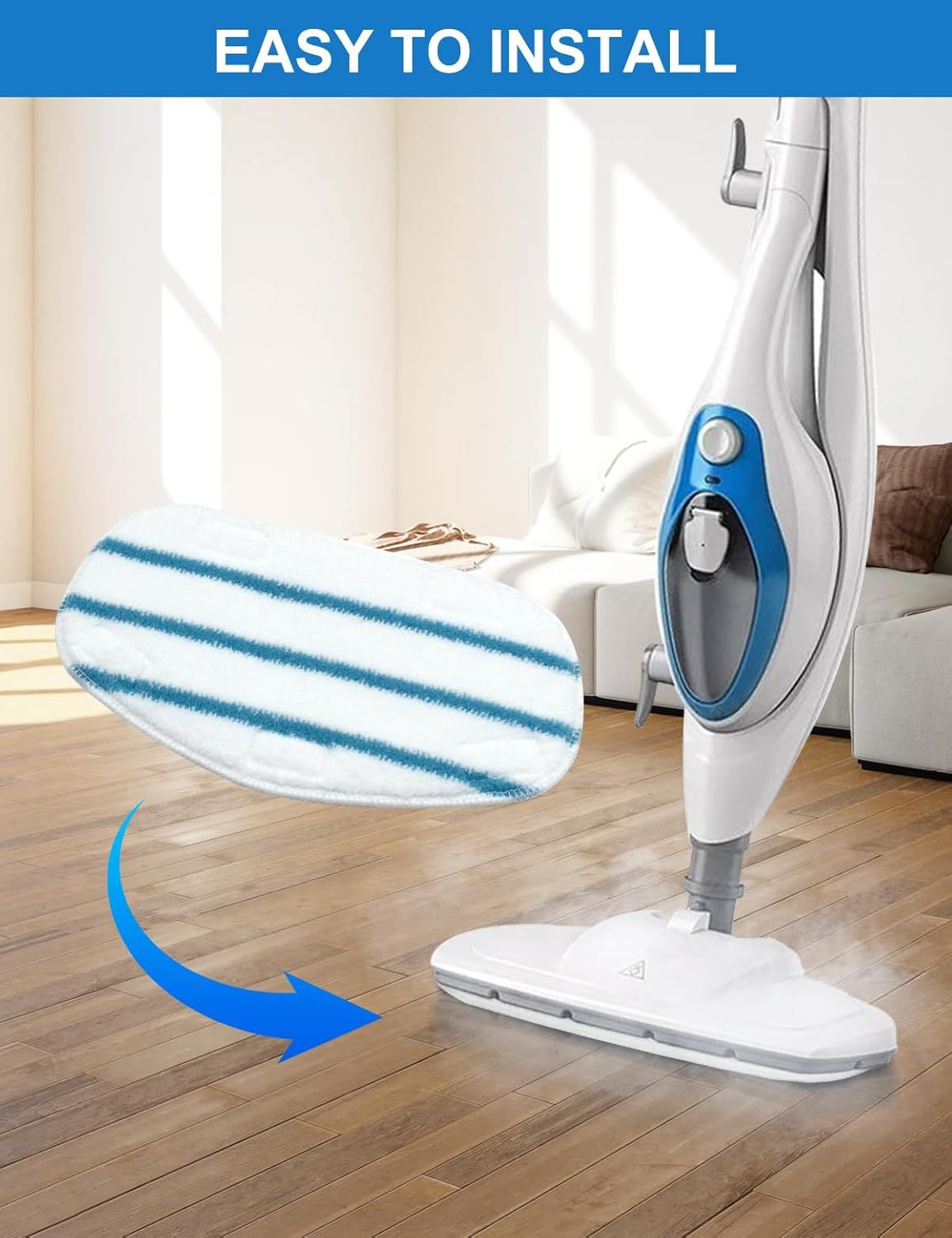 Steam Mop Pads Compatible with PurSteam ThermaPro 10-in-1 and ThermaPro 211 Steam Mop Cleaner Microiber Pur steam Mop Replacement Pads Washable Reusable Steam Mop Pads or Steamer loor Cleaning - Image 6