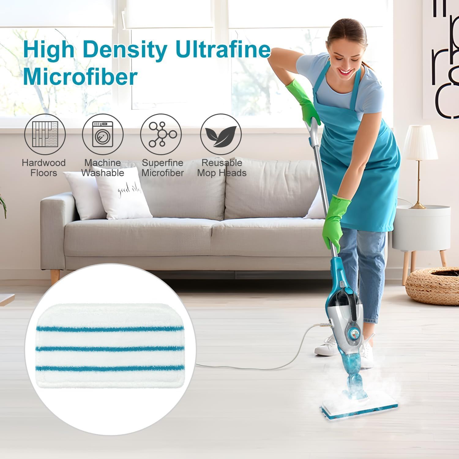 Steam Mop Pads Replacement Compatible with Black Decker Steam Mop SM1600, SM1610, SM1620, HSM13E1, HSMC1300X, HSMC1321, HSMC1361SG Cleaner Black and Decker Steam Mop Replace Pads or loor Cleaning - Image 3
