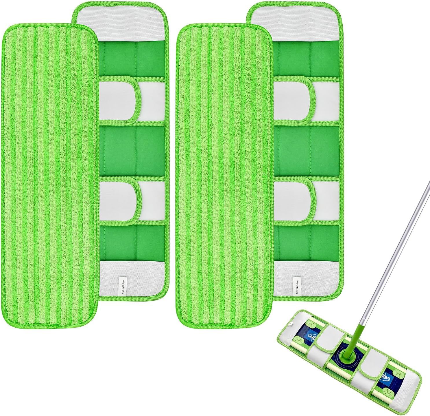 4 Pack Microiber Mop Pads or Swier XL Mops Reusable Wet and Dry Mopping Cloths Compatible with Swier Sweeper XL,Washable XL Mop Reill Replacement or All Hardwood Dry & Wet Cleaning - Image 1