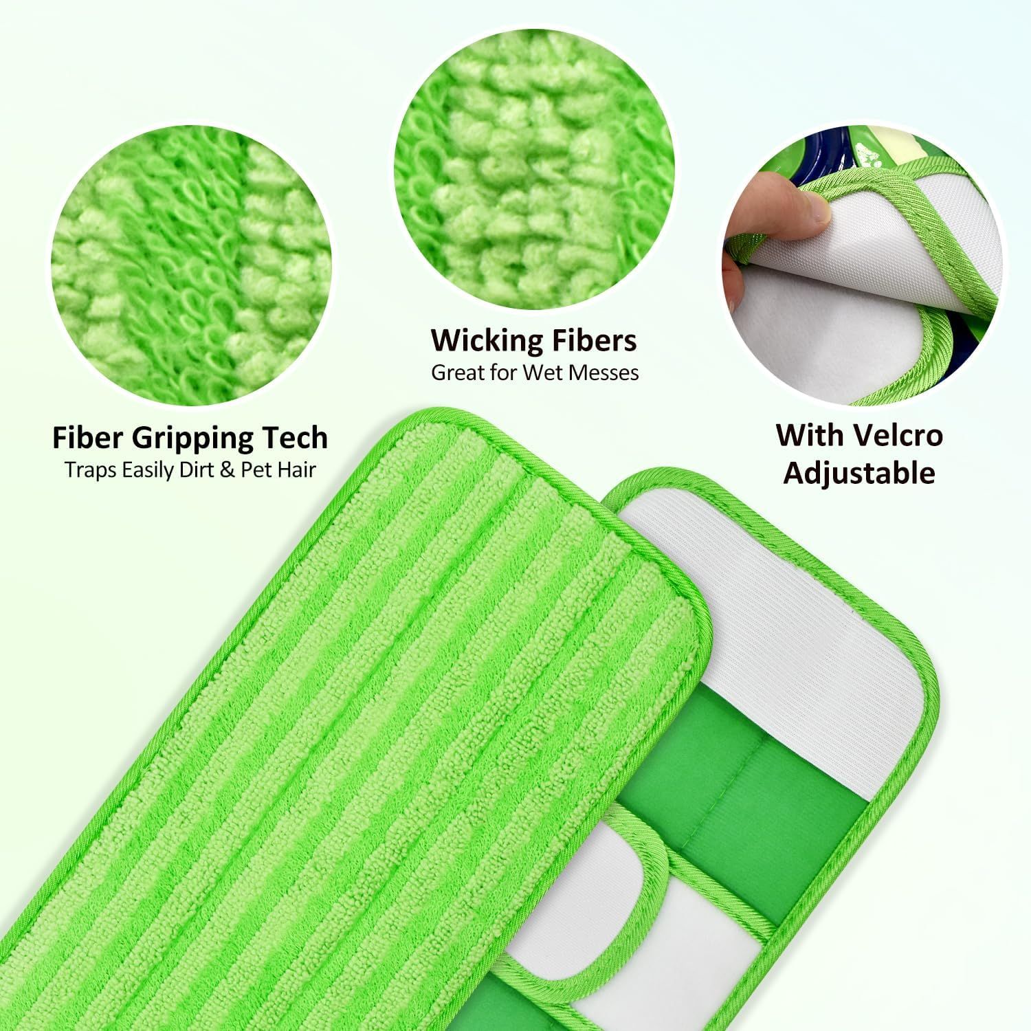 4 Pack Microiber Mop Pads or Swier XL Mops Reusable Wet and Dry Mopping Cloths Compatible with Swier Sweeper XL,Washable XL Mop Reill Replacement or All Hardwood Dry & Wet Cleaning - Image 2