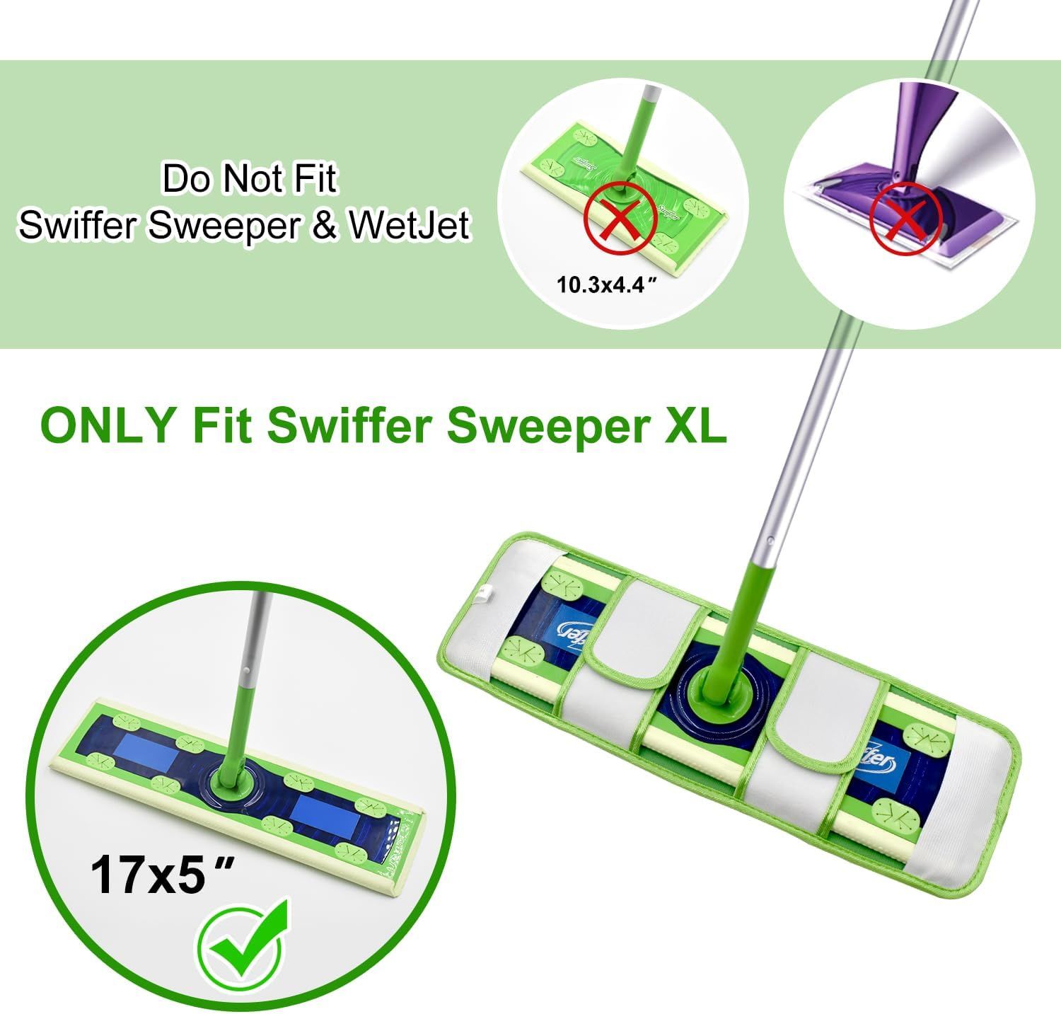 4 Pack Microiber Mop Pads or Swier XL Mops Reusable Wet and Dry Mopping Cloths Compatible with Swier Sweeper XL,Washable XL Mop Reill Replacement or All Hardwood Dry & Wet Cleaning - Image 3