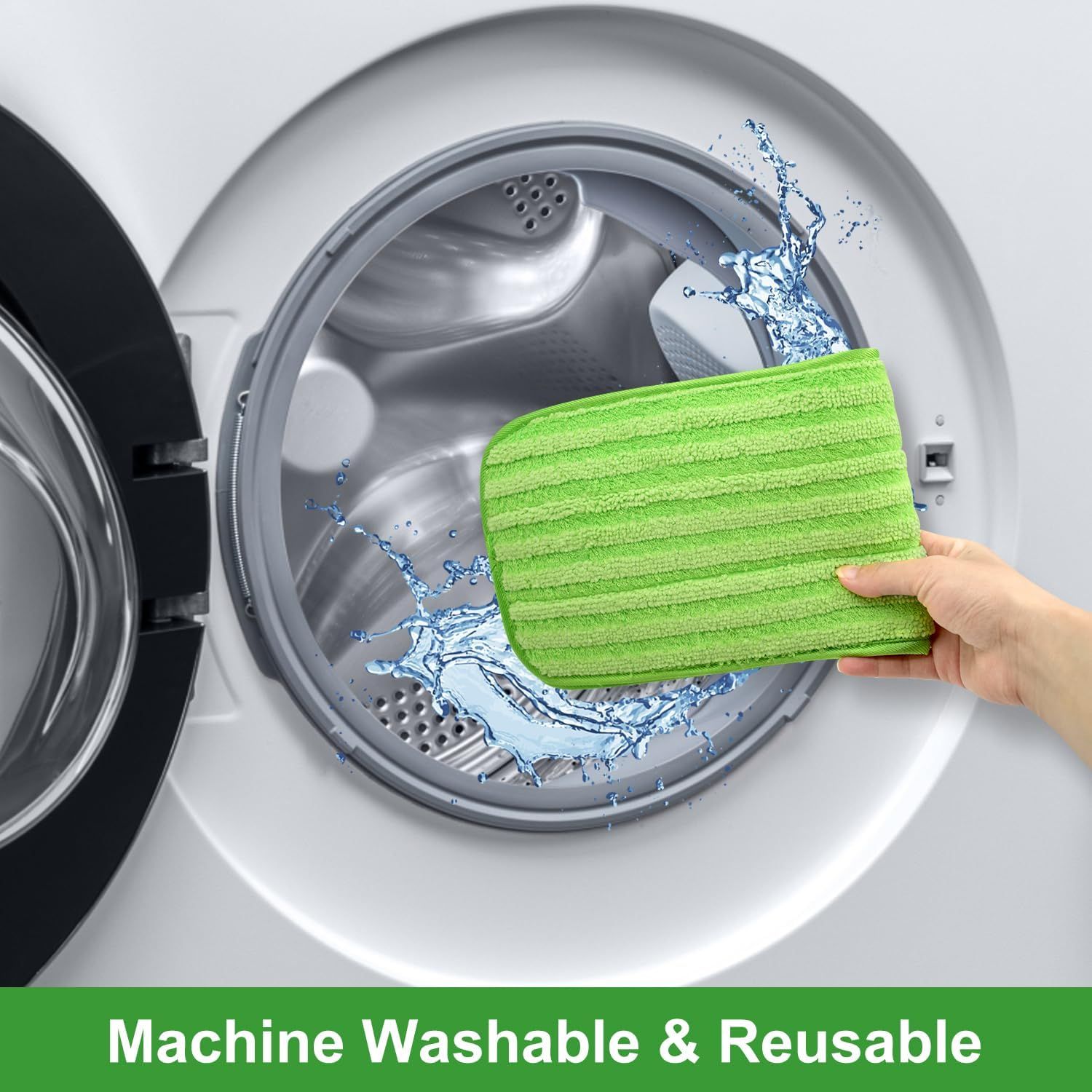 4 Pack Microiber Mop Pads or Swier XL Mops Reusable Wet and Dry Mopping Cloths Compatible with Swier Sweeper XL,Washable XL Mop Reill Replacement or All Hardwood Dry & Wet Cleaning - Image 8