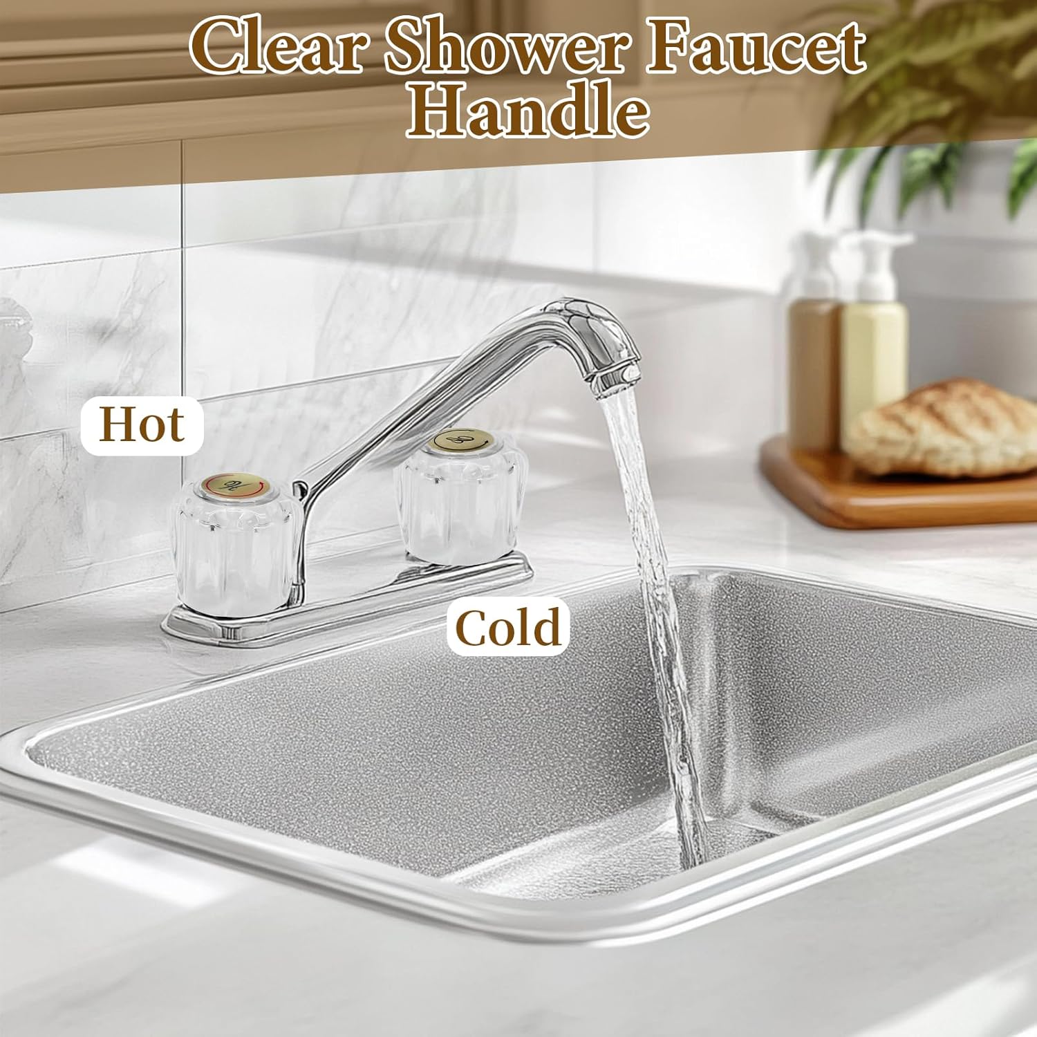 Biaungdo Clear Shower Knob Replacement Set of 2, Bathtub Faucet Handles Include Hot and Cold Shower Knob for Remodeling Trim, with Screws & Screwdriver - Image 5