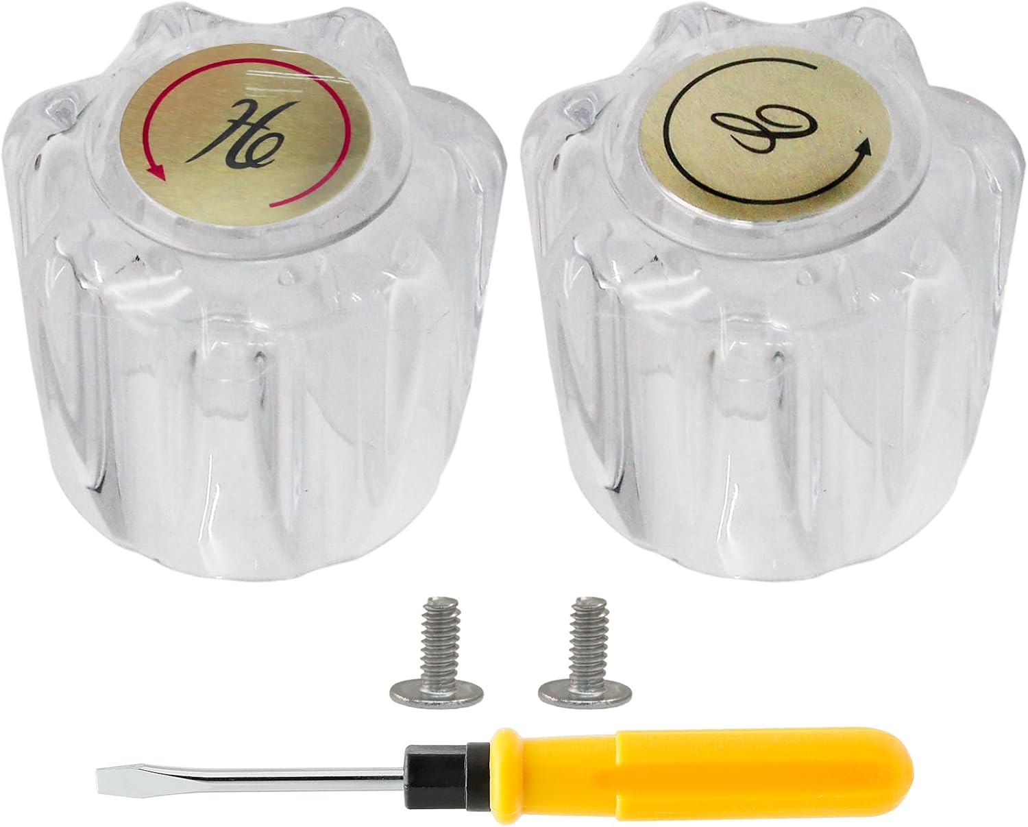 Biaungdo Clear Shower Knob Replacement Set of 2, Bathtub Faucet Handles Include Hot and Cold Shower Knob for Remodeling Trim, with Screws & Screwdriver - Image 7