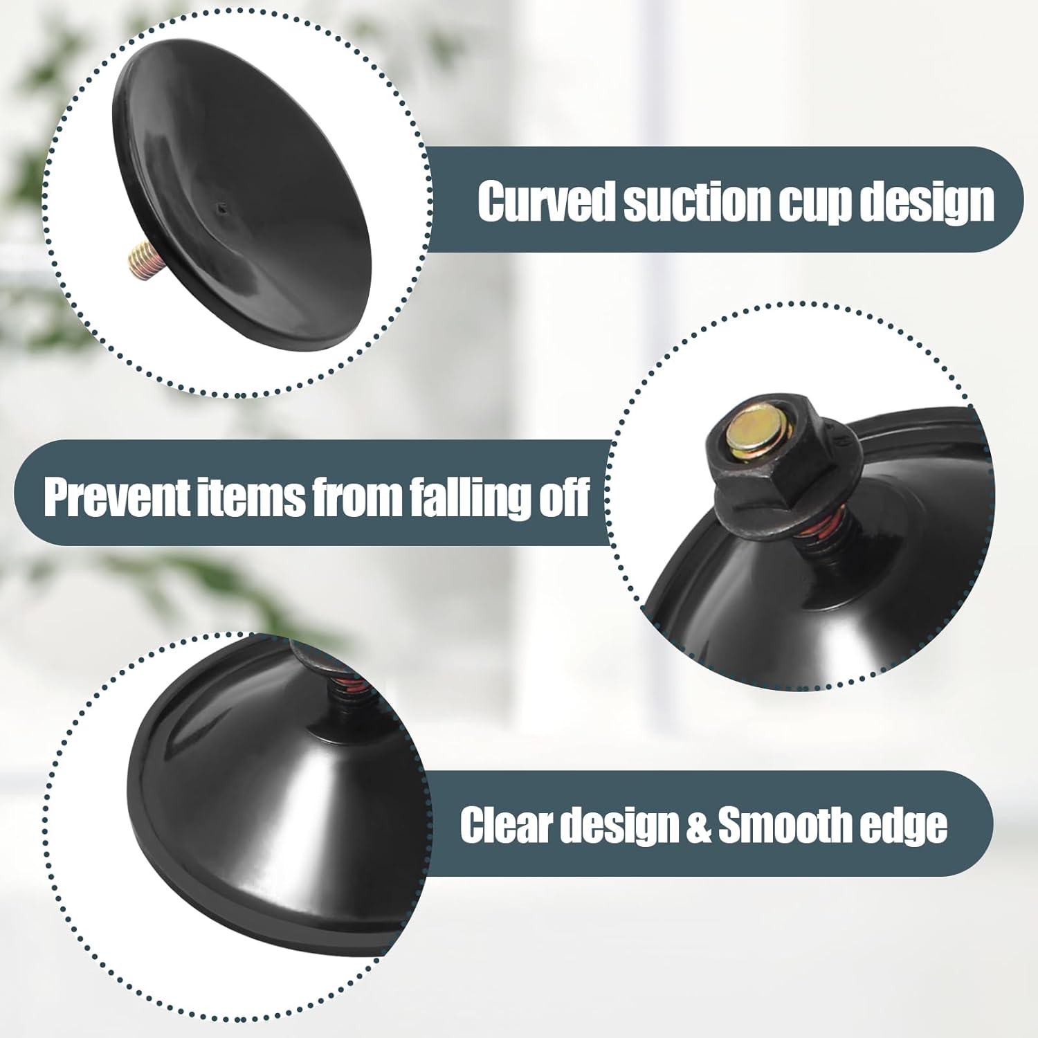 Biaungdo 6 Pack 55mm/2.16inch Strong Adhesive Suction Cup with M6 x 14mm Thread Screw, Black Thread Screw PVC Sucker Pads Holder, Glass Sucker Suction Cup Holder for Window, Bathroom Wall, Car Shade - Image 4