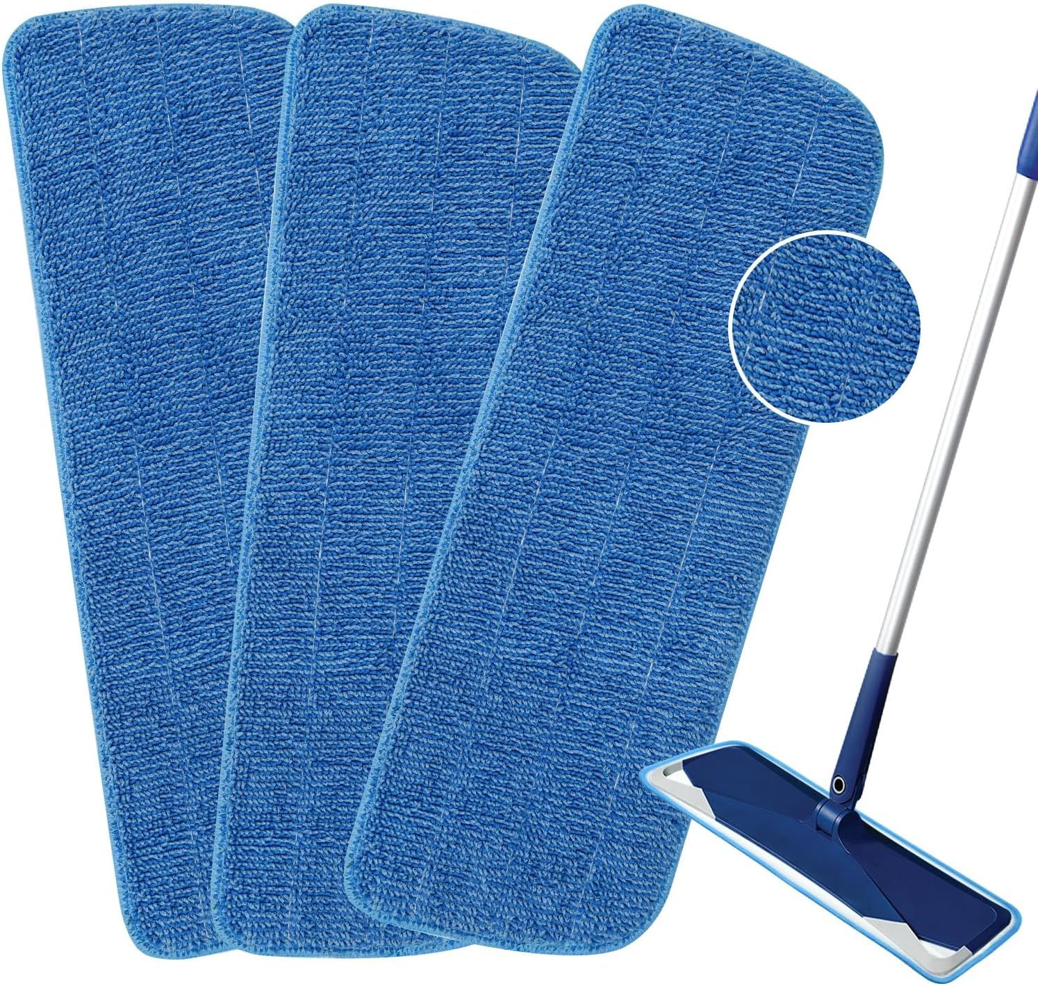 3 Pack Microiber Mop Pads Replacement or Wet/Dry Mop loor Cleaning Reusable Mop Pads Reills or Spray loor Mops Compatible with Bona loor Care System and Any Microiber lat Spray Mop - Image 1