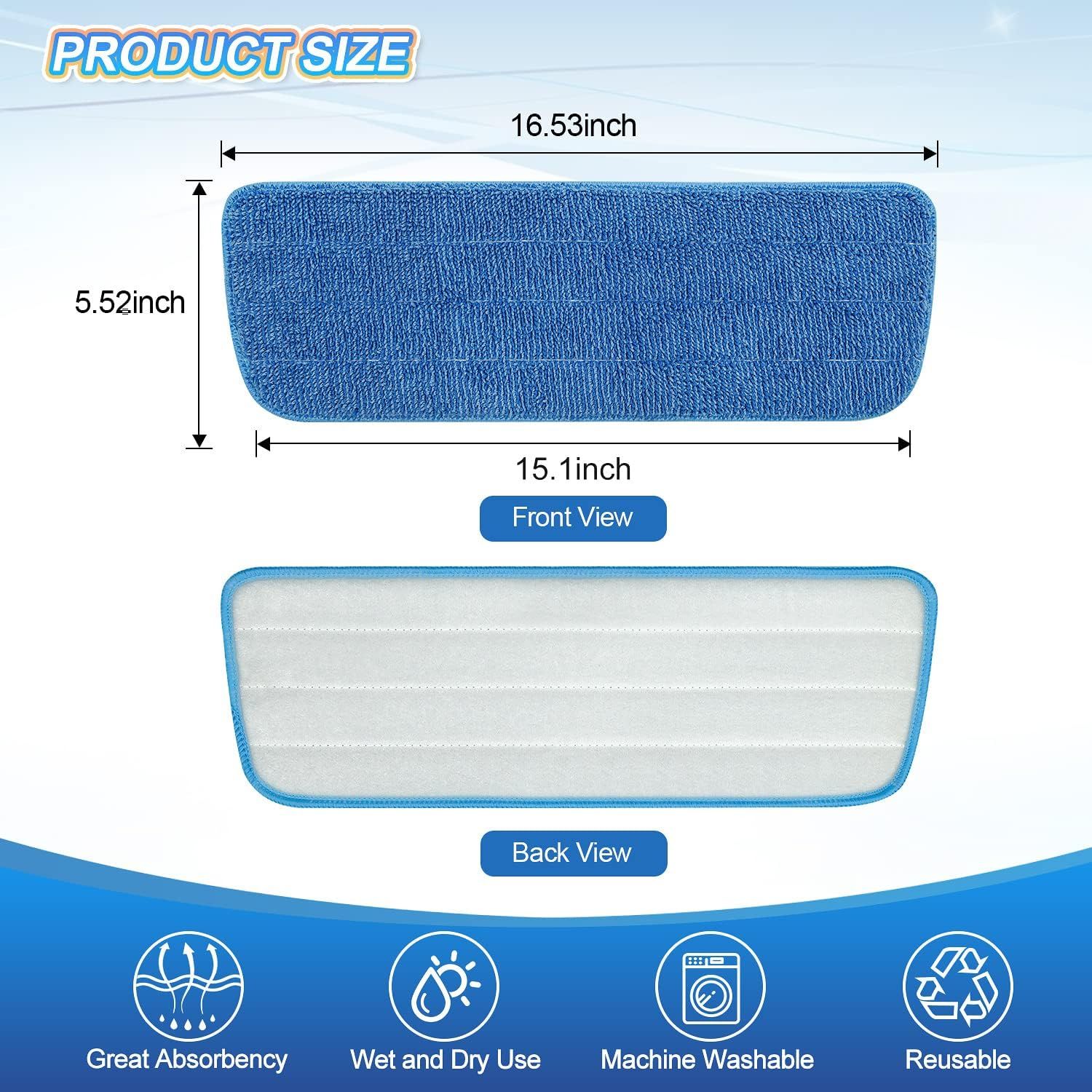 3 Pack Microiber Mop Pads Replacement or Wet/Dry Mop loor Cleaning Reusable Mop Pads Reills or Spray loor Mops Compatible with Bona loor Care System and Any Microiber lat Spray Mop - Image 2