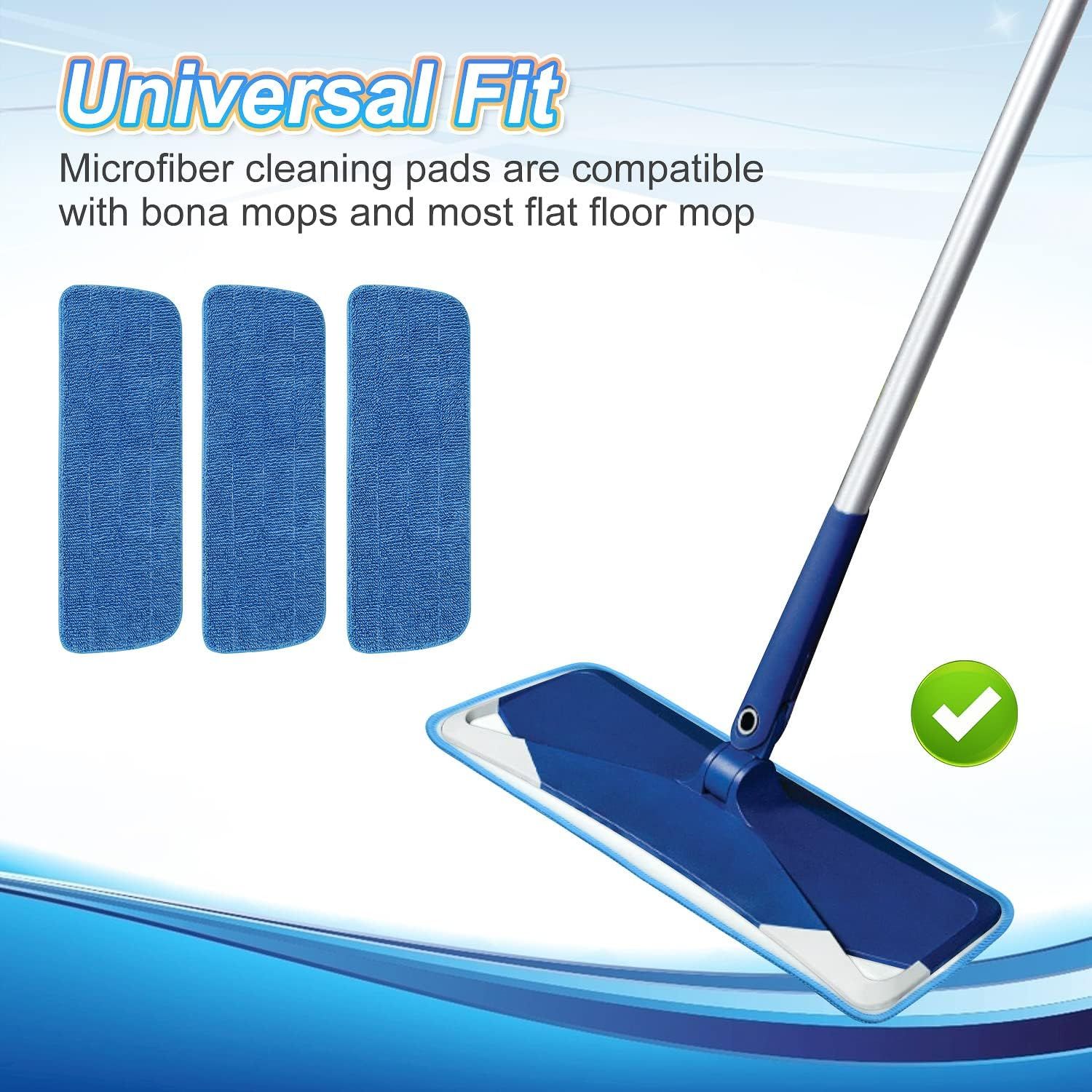 3 Pack Microiber Mop Pads Replacement or Wet/Dry Mop loor Cleaning Reusable Mop Pads Reills or Spray loor Mops Compatible with Bona loor Care System and Any Microiber lat Spray Mop - Image 3