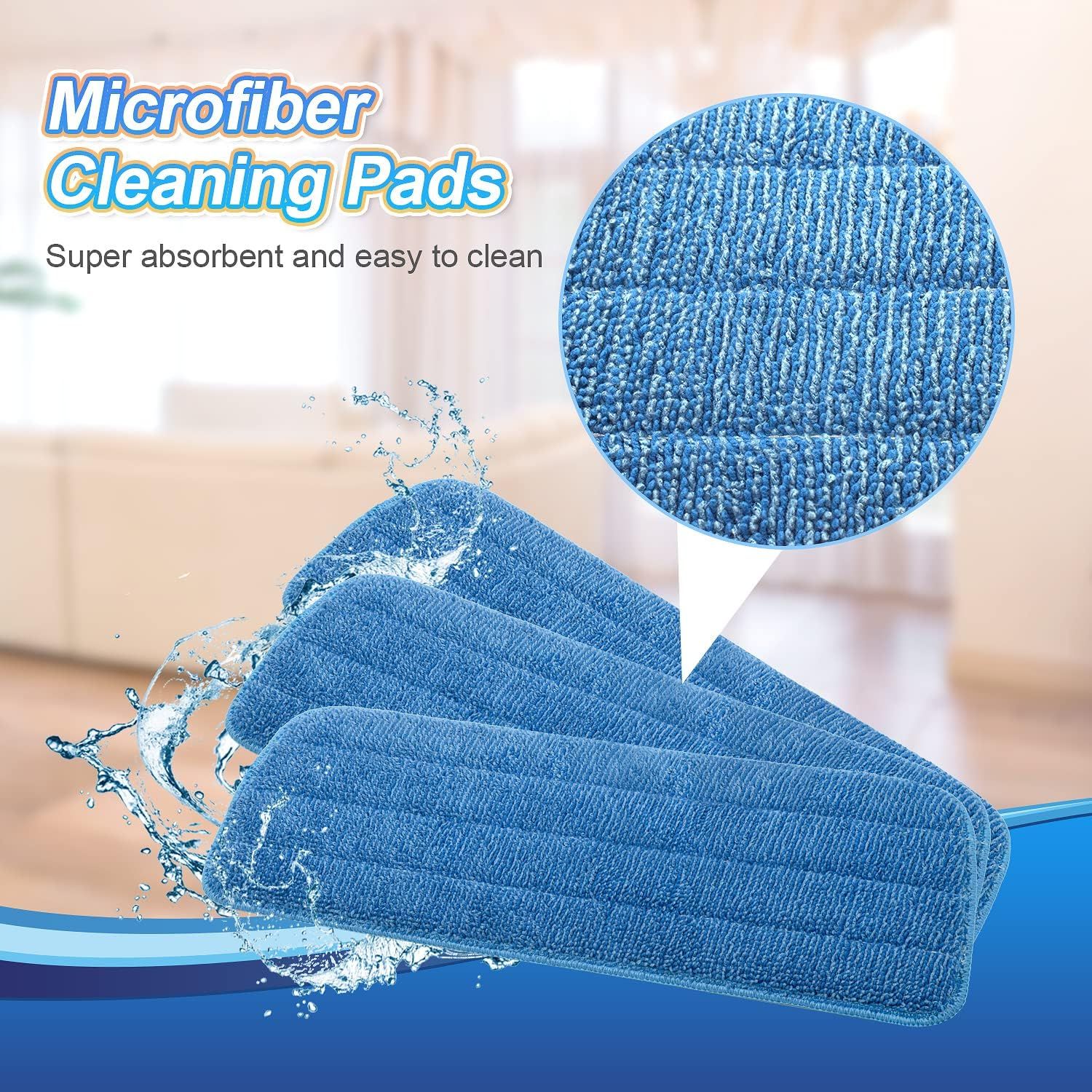 3 Pack Microiber Mop Pads Replacement or Wet/Dry Mop loor Cleaning Reusable Mop Pads Reills or Spray loor Mops Compatible with Bona loor Care System and Any Microiber lat Spray Mop - Image 4