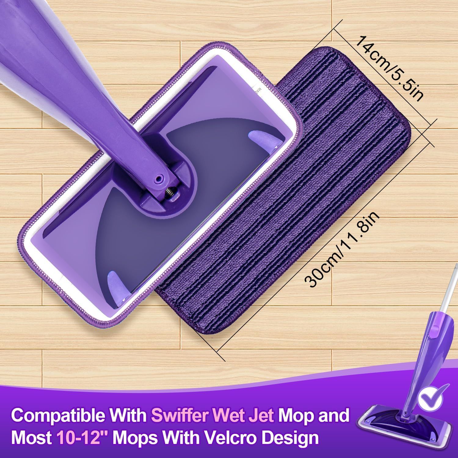Updated & Innovative Cationic Mop Pads or Swier Wet Jet and Most Velcro 10