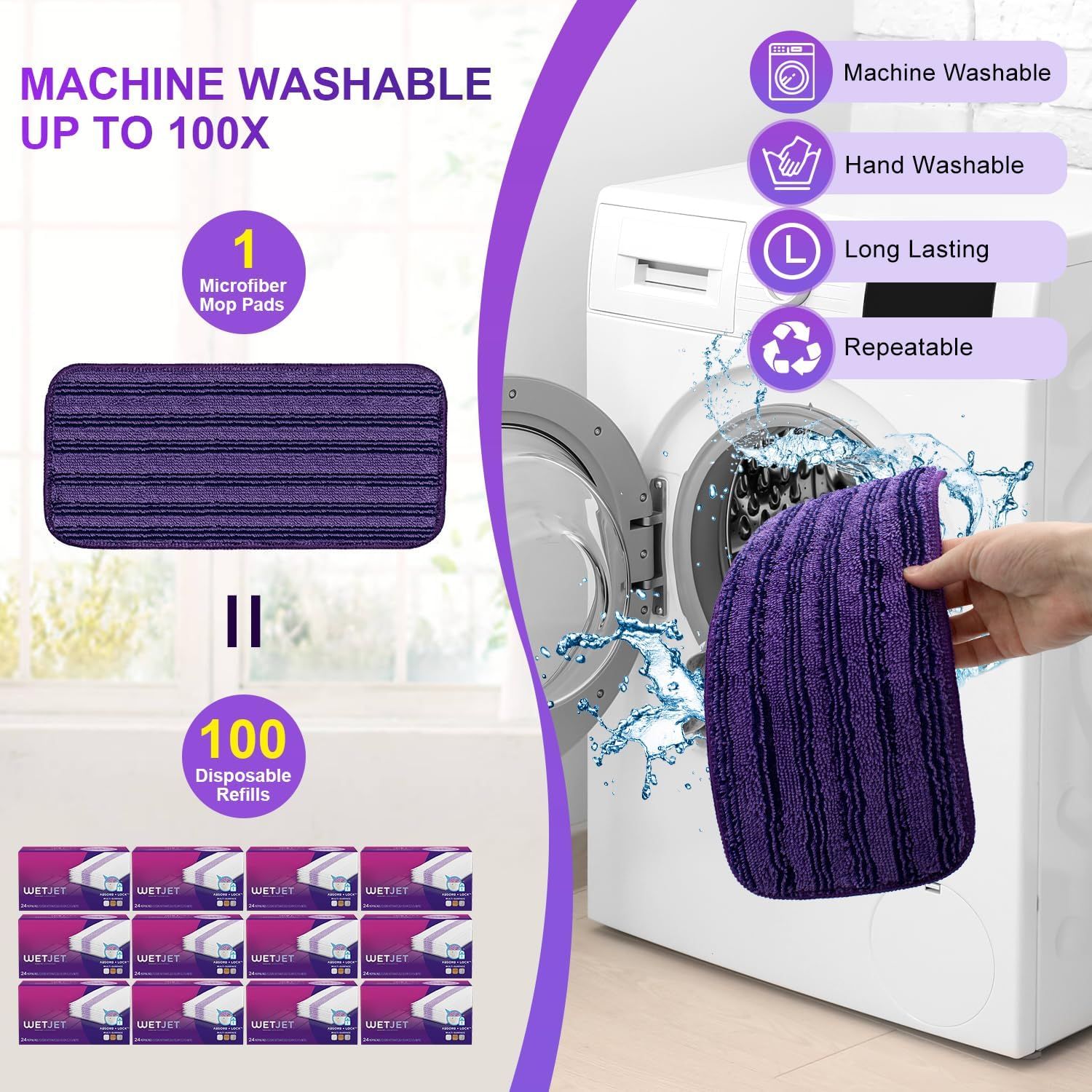 Updated & Innovative Cationic Mop Pads or Swier Wet Jet and Most Velcro 10