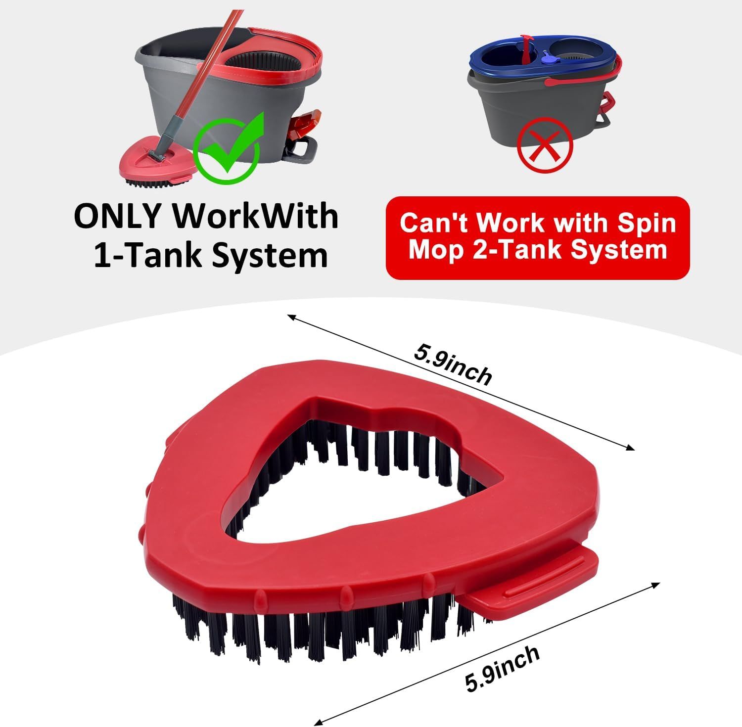 Scrub Brush Mop Replace Head or O cedar EasyWring 1-Tank Spin Mop System Ocedar Mop Scrub Brush Head Hard Bristle Scrub Brush loor Clean to Bathroom, Kitchen, Tub and Tile, NOT it RinseClean 2-Tank - Image 2
