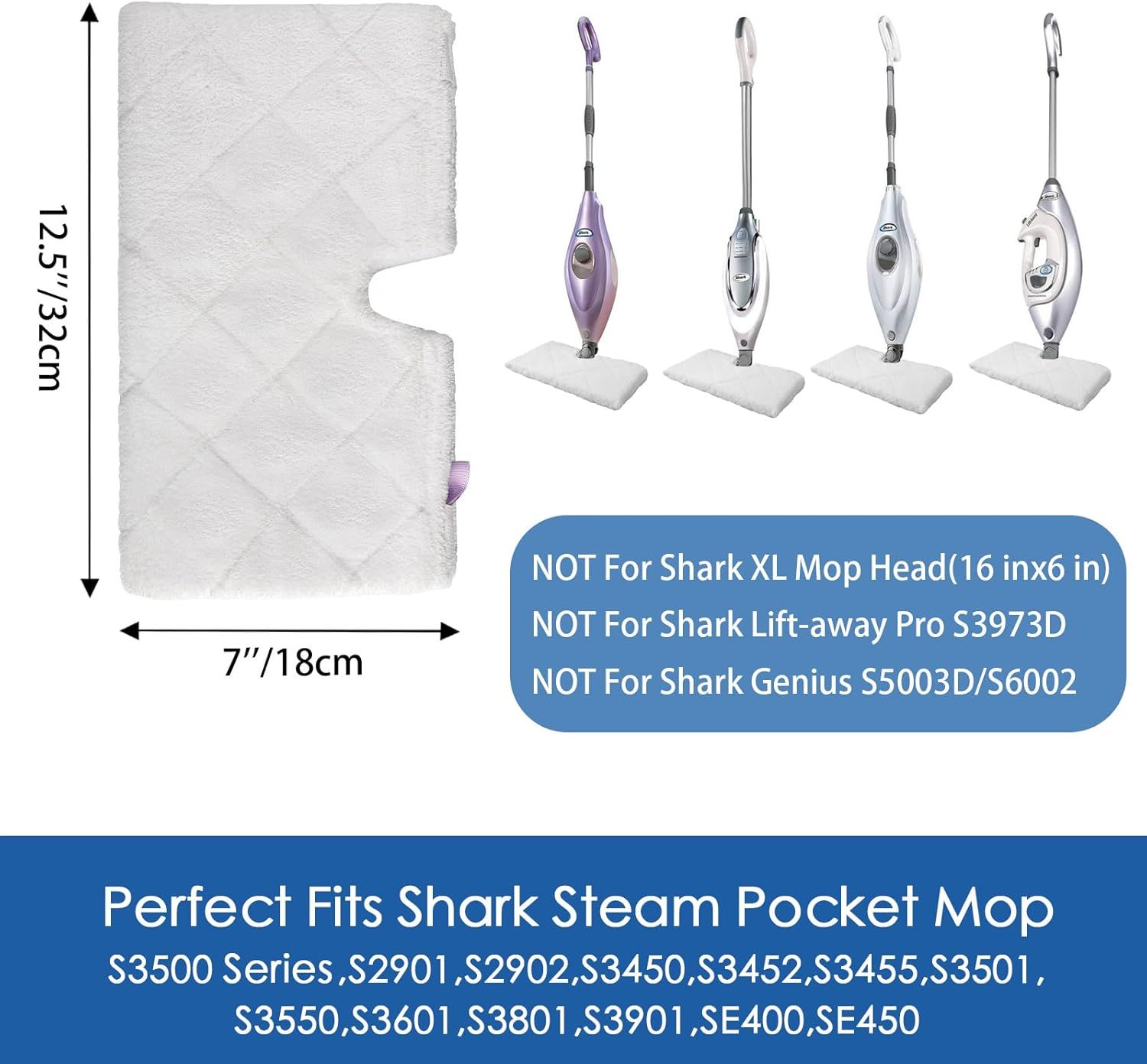 S3501 S3601 Steam Mop Replacement Pads Compatible with Shark Steam Pocket Mop, Vacmop Replacement Pads or Shark Steamer Pads S3500 Series S3501 S3601 S3550 S3601D S3901 S3801 S3801CO, White - Image 2