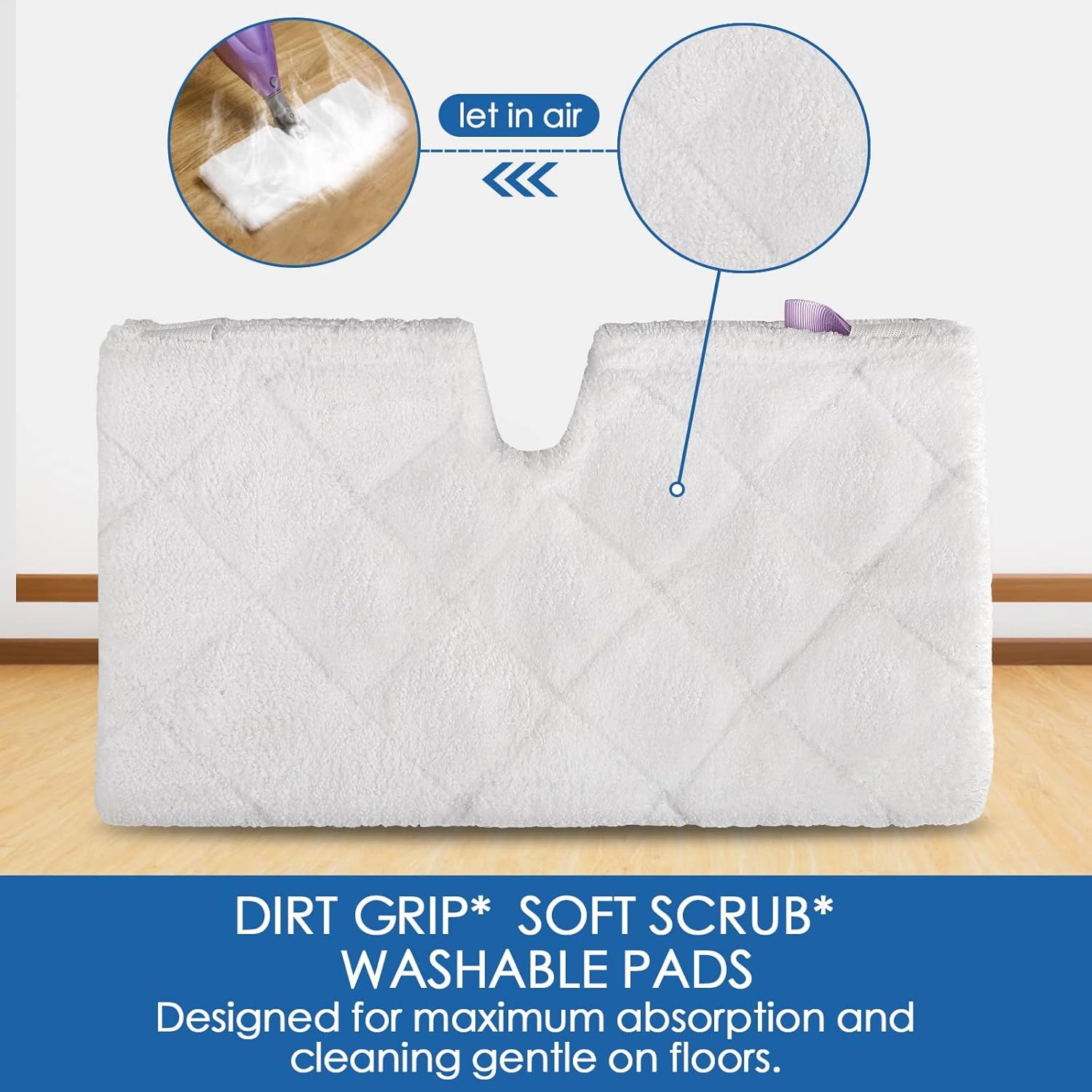 S3501 S3601 Steam Mop Replacement Pads Compatible with Shark Steam Pocket Mop, Vacmop Replacement Pads or Shark Steamer Pads S3500 Series S3501 S3601 S3550 S3601D S3901 S3801 S3801CO, White - Image 3