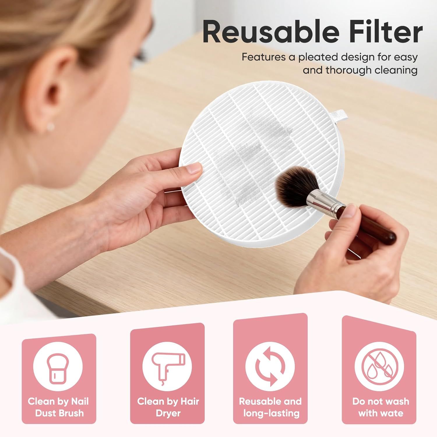 5 Pack Nail Dust Collector ilters Compatible with Melody Susie Dust Collector, Models HPro/SProR, ilters 99% o Nail Dust, Reusable & Easy to Clean - Image 4