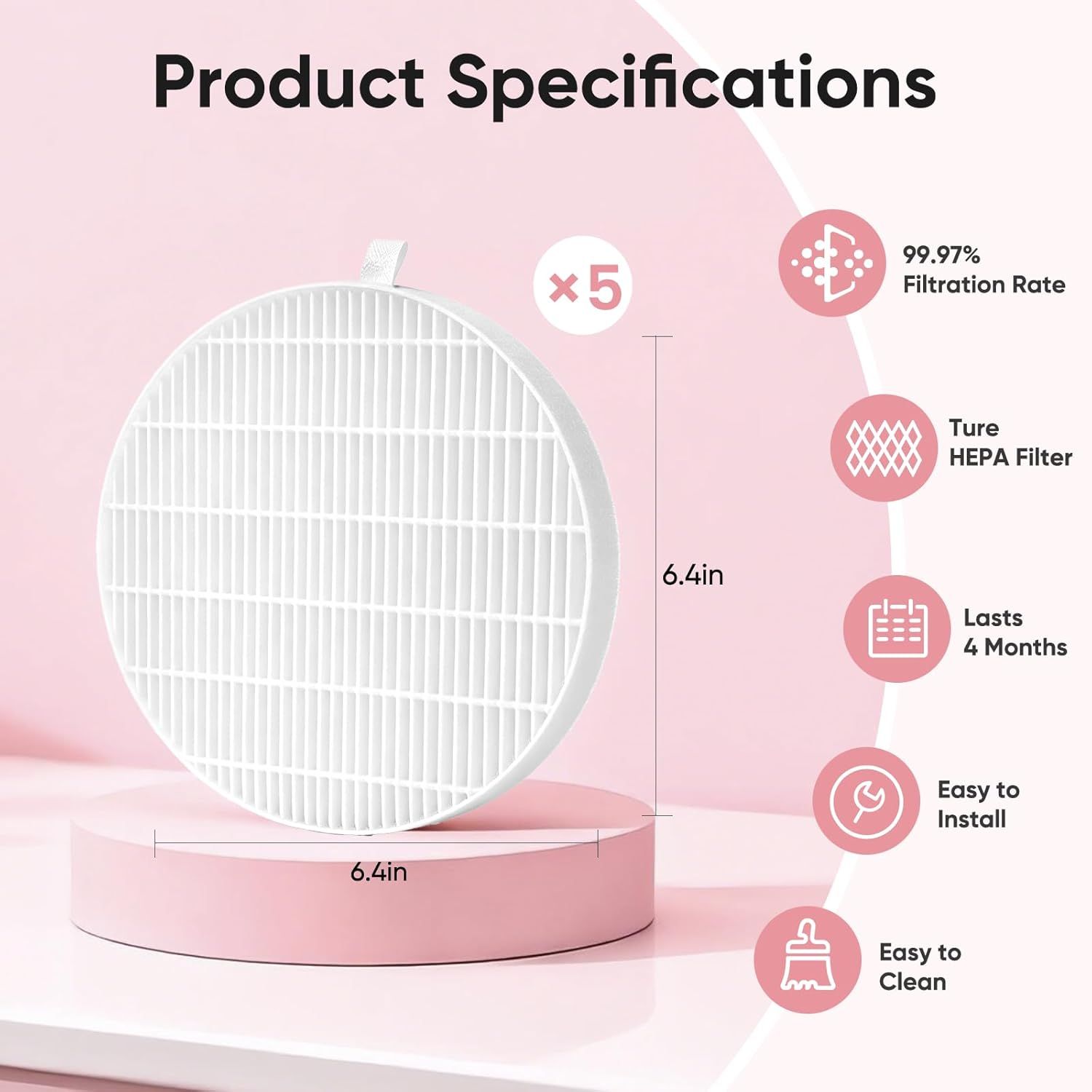 5 Pack Nail Dust Collector ilters Compatible with Melody Susie Dust Collector, Models HPro/SProR, ilters 99% o Nail Dust, Reusable & Easy to Clean - Image 5