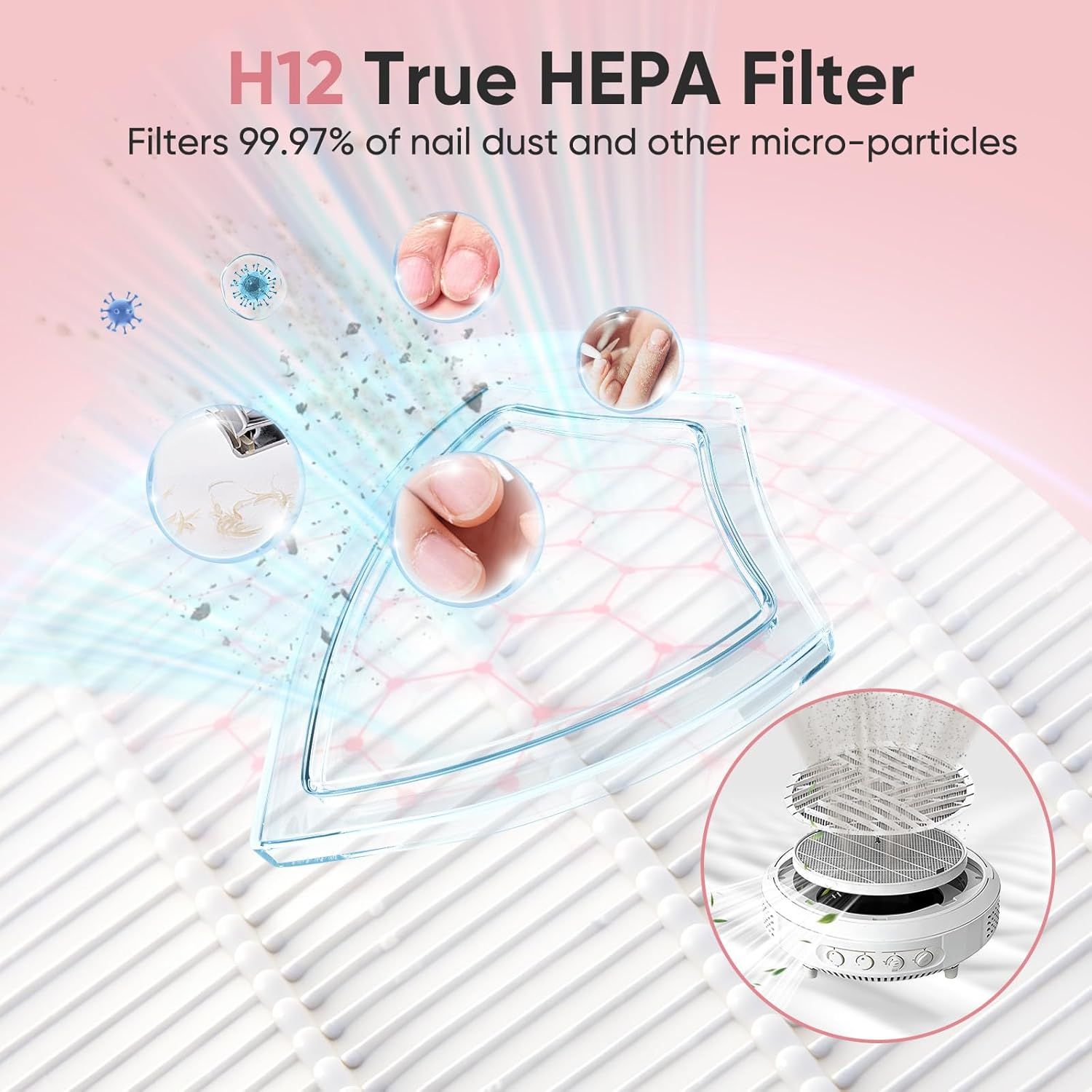 5 Pack Nail Dust Collector ilters Compatible with Melody Susie Dust Collector, Models HPro/SProR, ilters 99% o Nail Dust, Reusable & Easy to Clean - Image 6