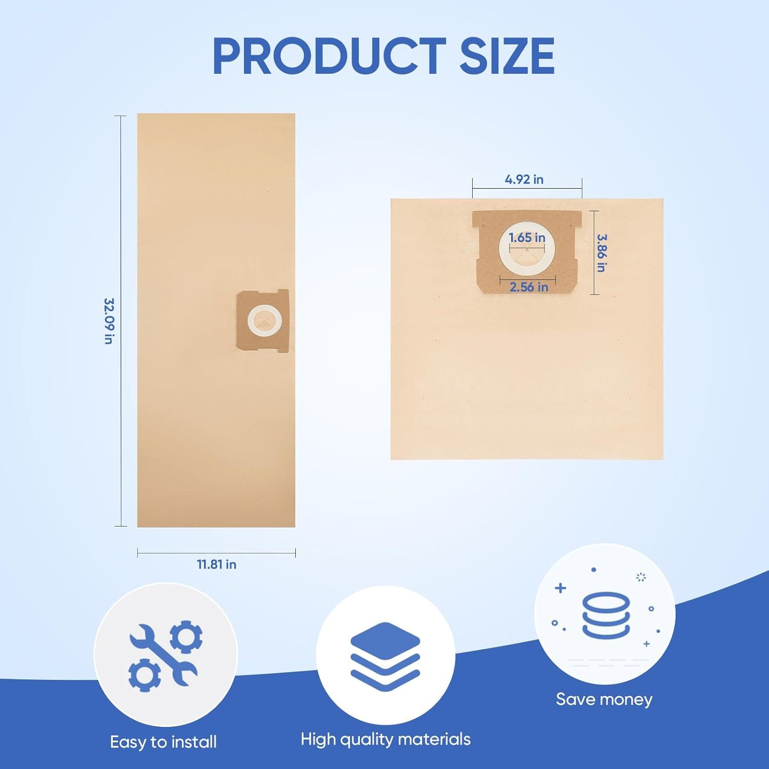 6 Pack DXVA19-4104 Dust Bags or DEWALT 5-6-8 Gallon Wet/Dry Vacuum, Compatible with DXV05P DXV06PL DXV08S - Image 2