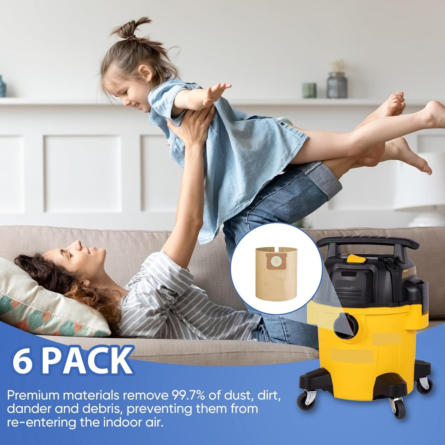 6 Pack DXVA19-4104 Dust Bags or DEWALT 5-6-8 Gallon Wet/Dry Vacuum, Compatible with DXV05P DXV06PL DXV08S - Image 7