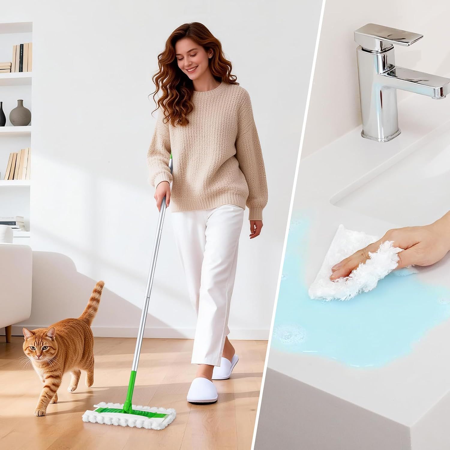 Dry Mop Pads or Swier Sweep and Mop, Heavy Duty Pet Dry Sweeper Reills, Sweeping Cloths or Cleaning Hardwood loor Dust and Hair, Disposable, Unscented, 30 Count - Image 3