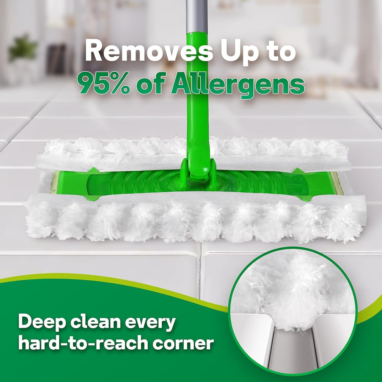 Dry Mop Pads or Swier Sweep and Mop, Heavy Duty Pet Dry Sweeper Reills, Sweeping Cloths or Cleaning Hardwood loor Dust and Hair, Disposable, Unscented, 30 Count - Image 4
