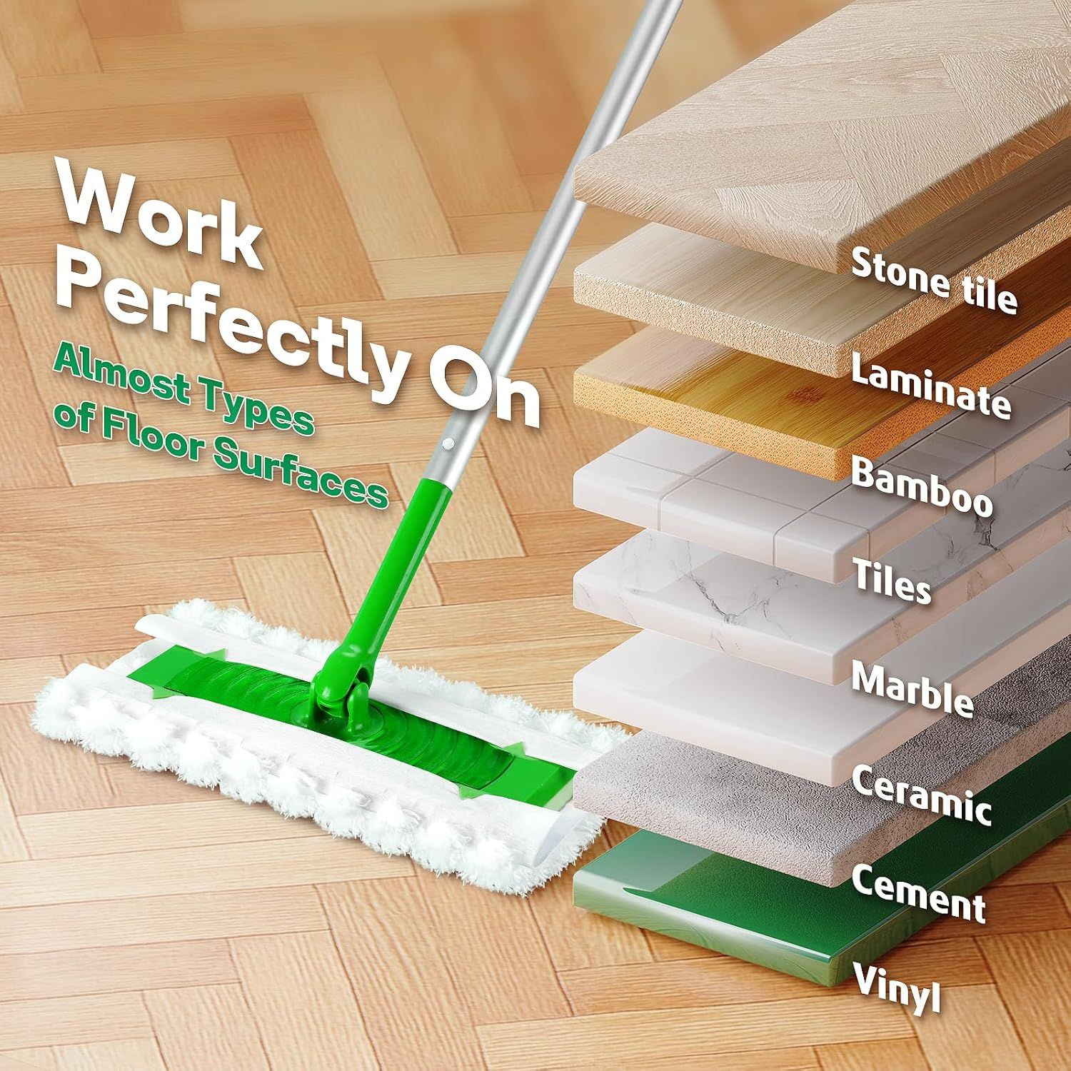 Dry Mop Pads or Swier Sweep and Mop, Heavy Duty Pet Dry Sweeper Reills, Sweeping Cloths or Cleaning Hardwood loor Dust and Hair, Disposable, Unscented, 30 Count - Image 7