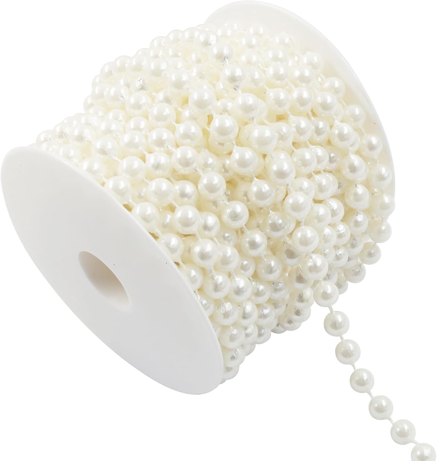 Biaungdo 8mm Millet Beads Faux Pearl Roll Strand, 10 Meters / 33 Feets Ivory Crafts String Faux Pearl Garland for Wedding Centerpieces, Christmas Tree, Party & Floral Decorations DIY - Image 1