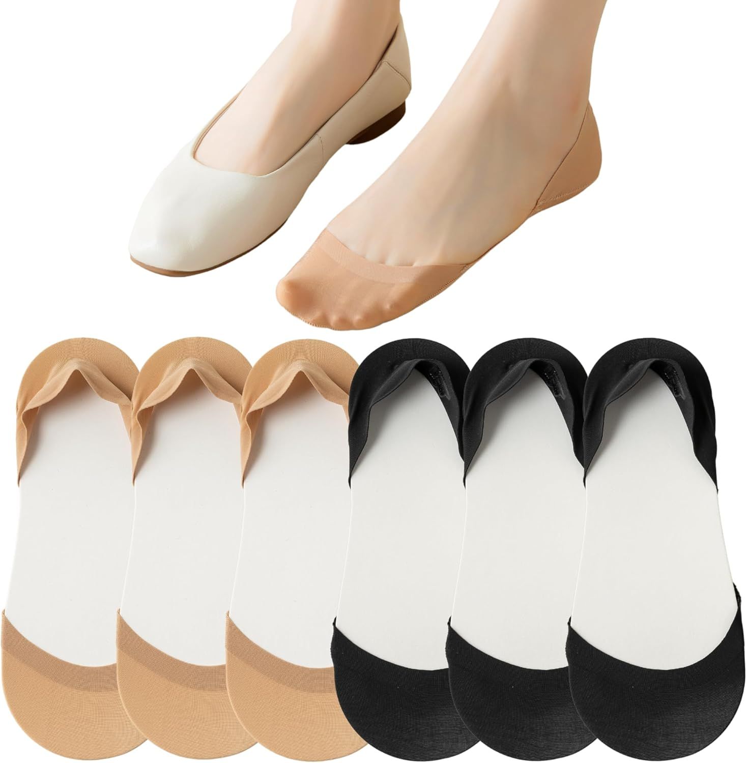 No Show Socks or lats Heels Pumps Loers Low Cut Non-Slip Invisible Liner Socks or Women by - Image 1