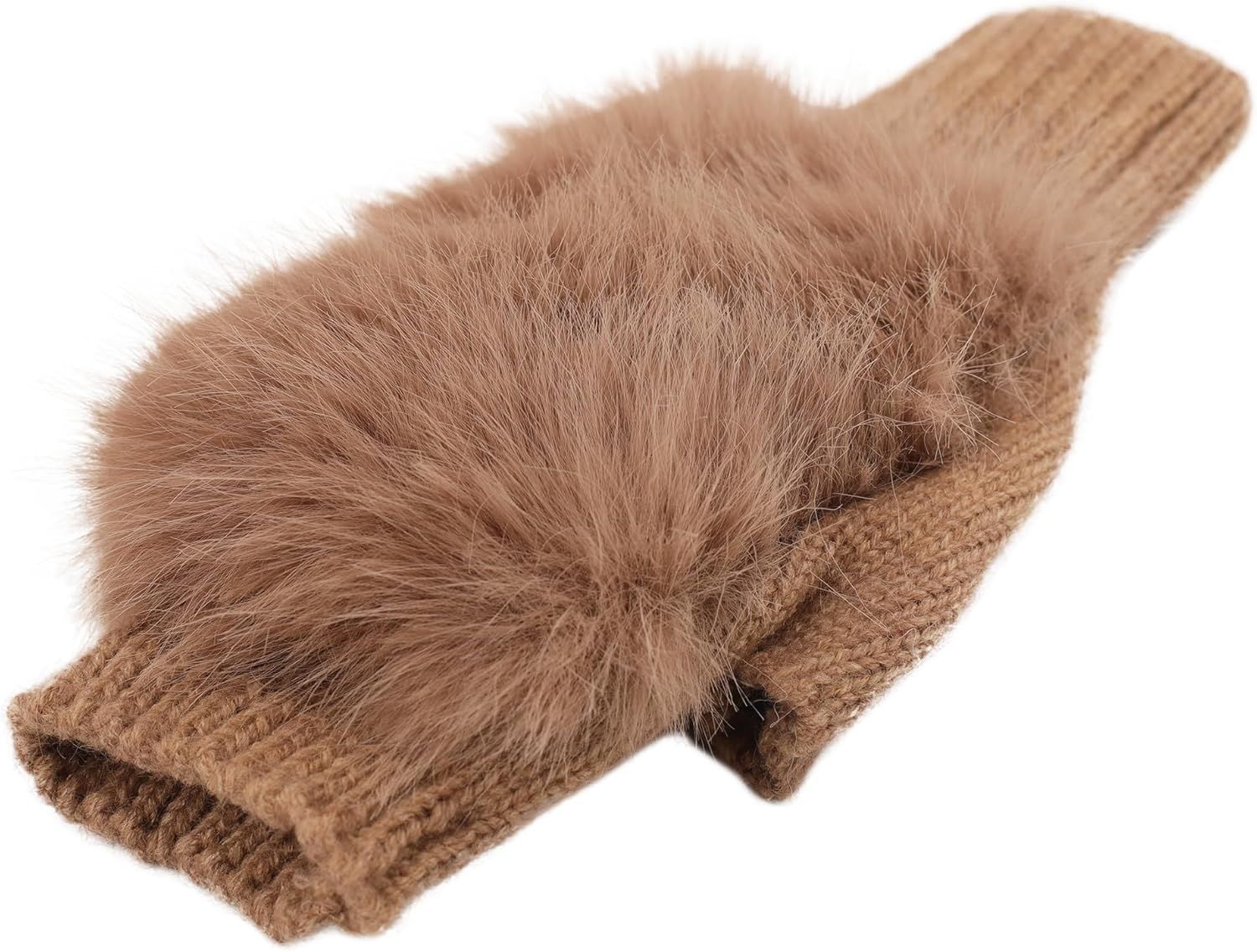 Women Wool Knit ingerless Gloves urry Mittens Wrist Warmers - Image 4