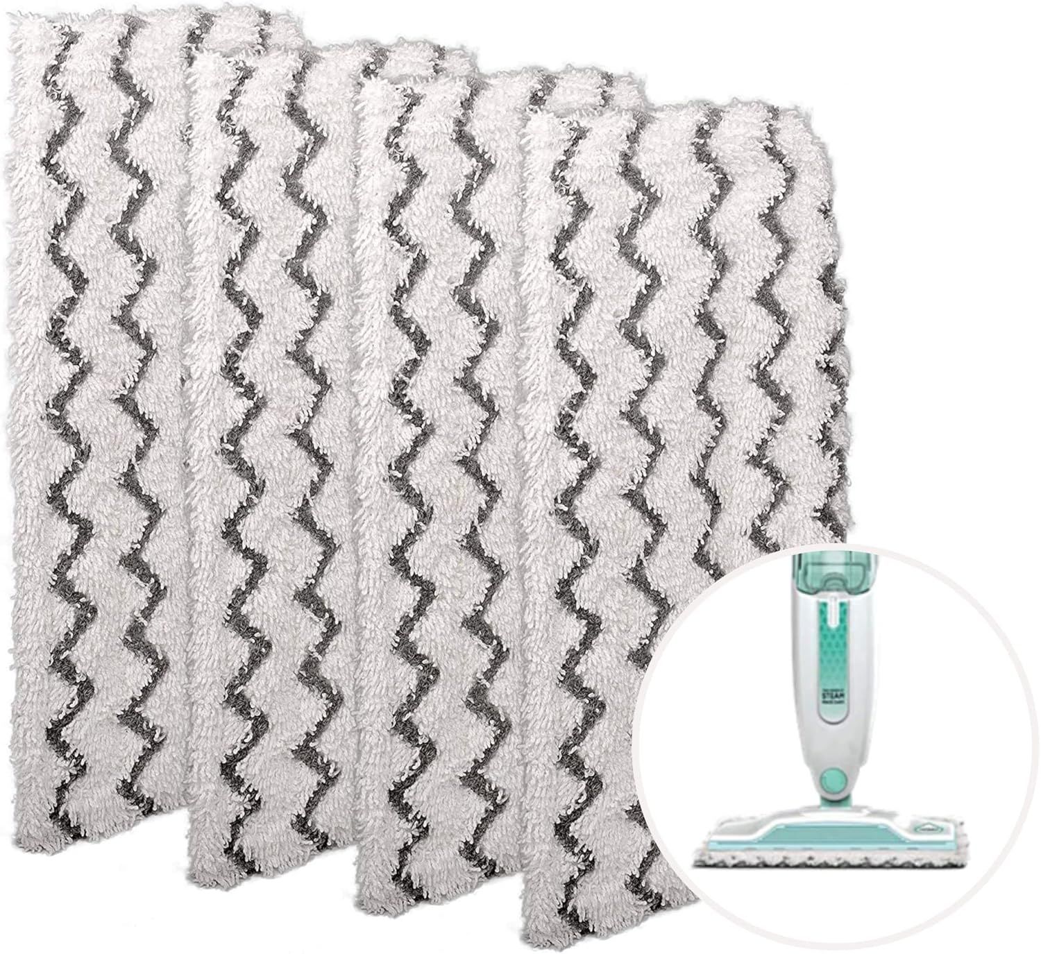 4-Pack Microiber Mop Pads Reills Compatible with Shark Steam Mop S1000 S1000A S1001C S2001, Washable & Reusable Replacement Pads or Hardwood, Tile, and Stone loors - Image 1