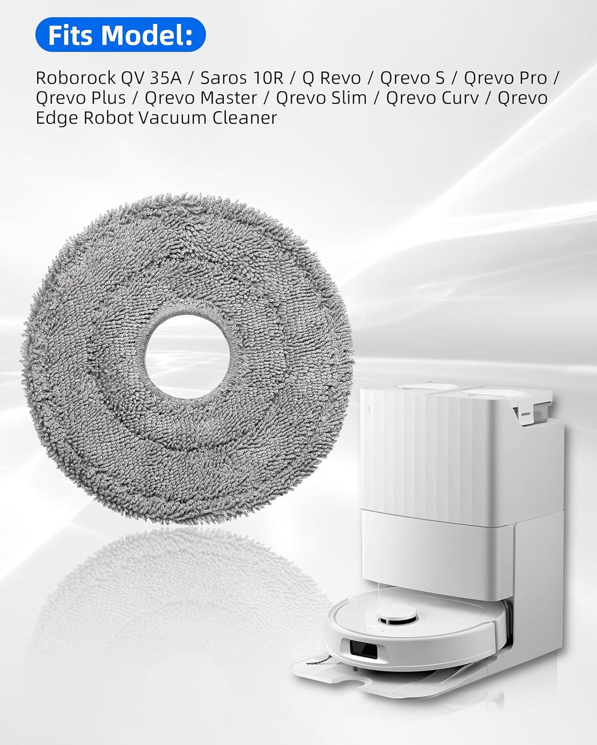 Robot Vacuum and Mop Pads 10 Pack or  QV 35A/Saros 10R/Q Revo/Qrevo S/Qrevo Pro/Qrevo Plus/Qrevo Master/Qrevo Slim/Qrevo Curv/Qrevo Edge Robot Vacuum Cleaner, High-Twist Braided Microiber - Image 3