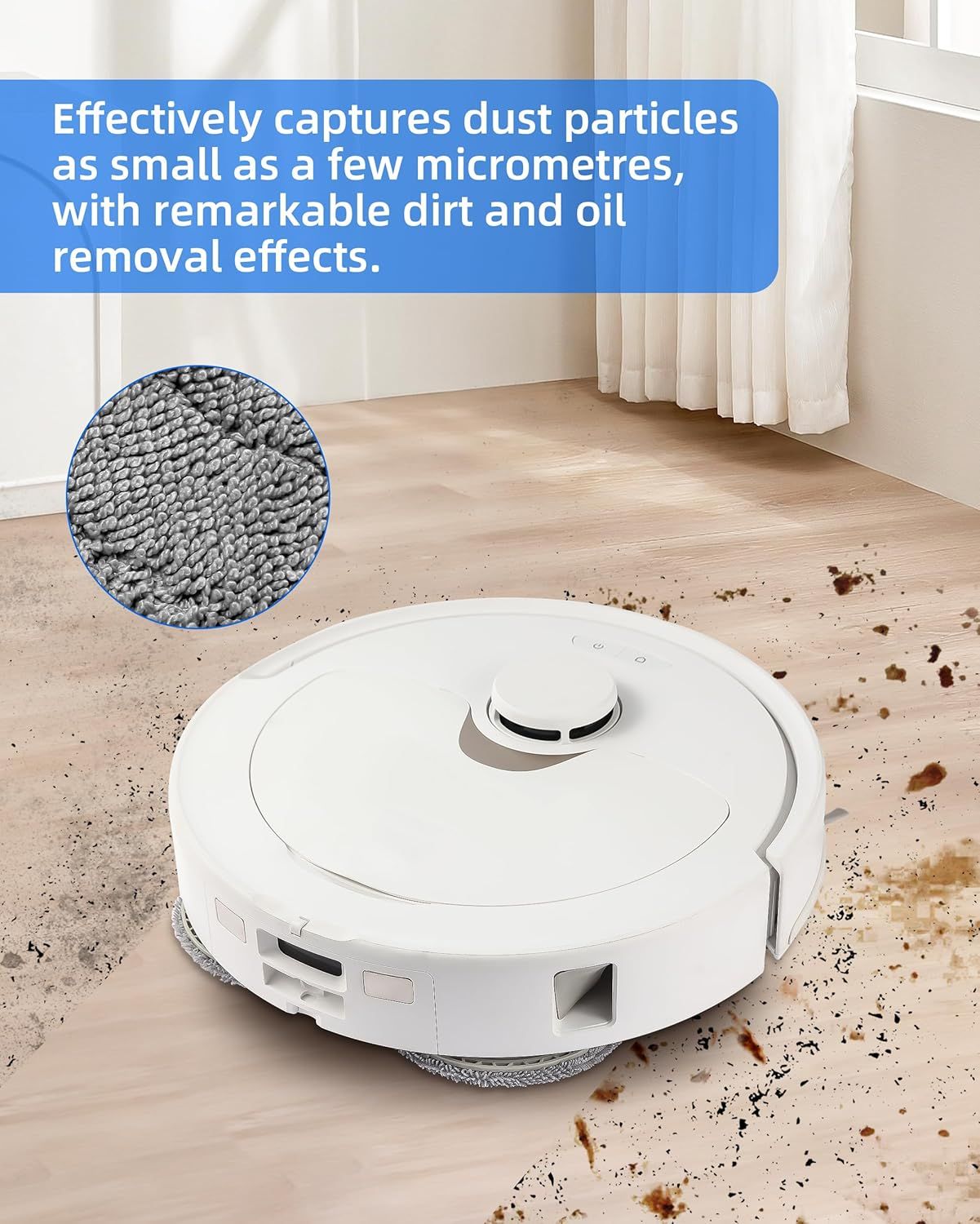 Robot Vacuum and Mop Pads 10 Pack or  QV 35A/Saros 10R/Q Revo/Qrevo S/Qrevo Pro/Qrevo Plus/Qrevo Master/Qrevo Slim/Qrevo Curv/Qrevo Edge Robot Vacuum Cleaner, High-Twist Braided Microiber - Image 5