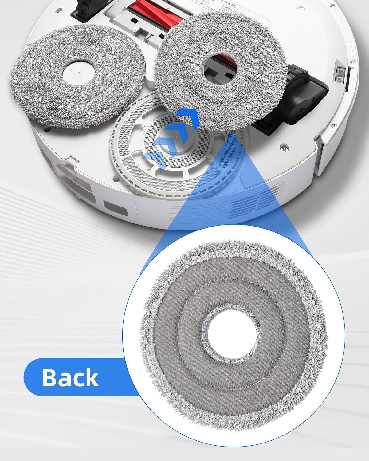 Robot Vacuum and Mop Pads 10 Pack or  QV 35A/Saros 10R/Q Revo/Qrevo S/Qrevo Pro/Qrevo Plus/Qrevo Master/Qrevo Slim/Qrevo Curv/Qrevo Edge Robot Vacuum Cleaner, High-Twist Braided Microiber - Image 6