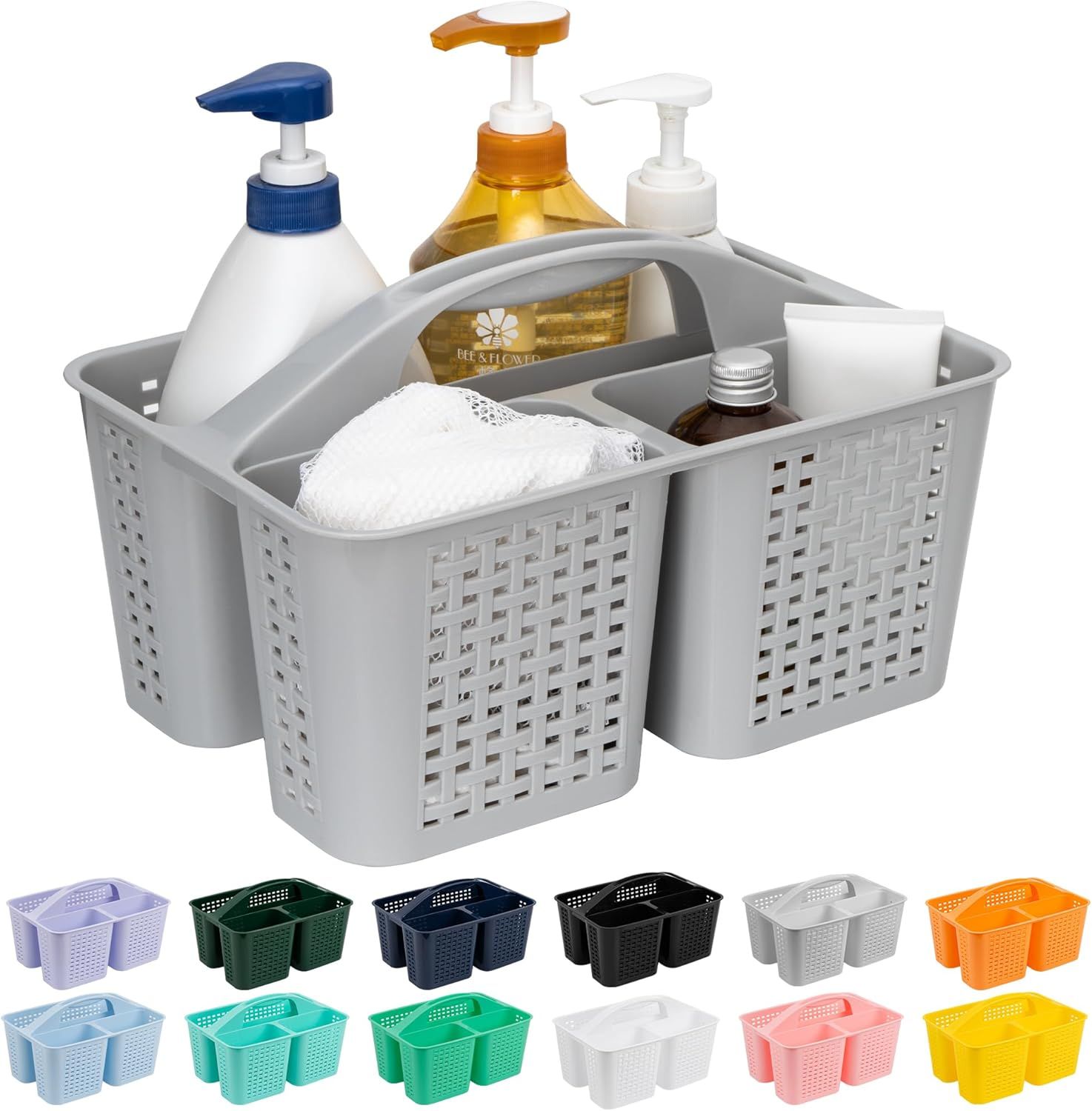 Portable Shower Caddy, Caddy Organizer with Handle, Plastic Shower Basket Hold Soap, Shampoo, Hair Supplies and Beauty Products, Cleaning Supplies Organizer or Home, Dorm, Shel and Cabinet - Image 1
