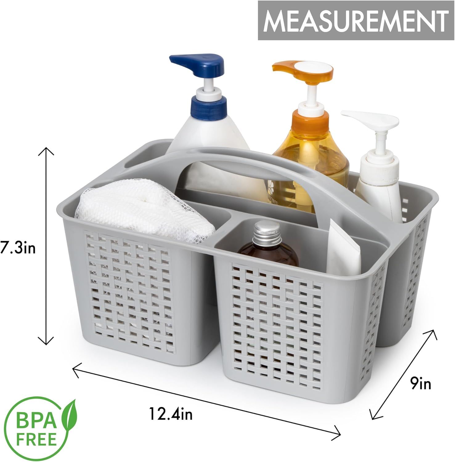 Portable Shower Caddy, Caddy Organizer with Handle, Plastic Shower Basket Hold Soap, Shampoo, Hair Supplies and Beauty Products, Cleaning Supplies Organizer or Home, Dorm, Shel and Cabinet - Image 3