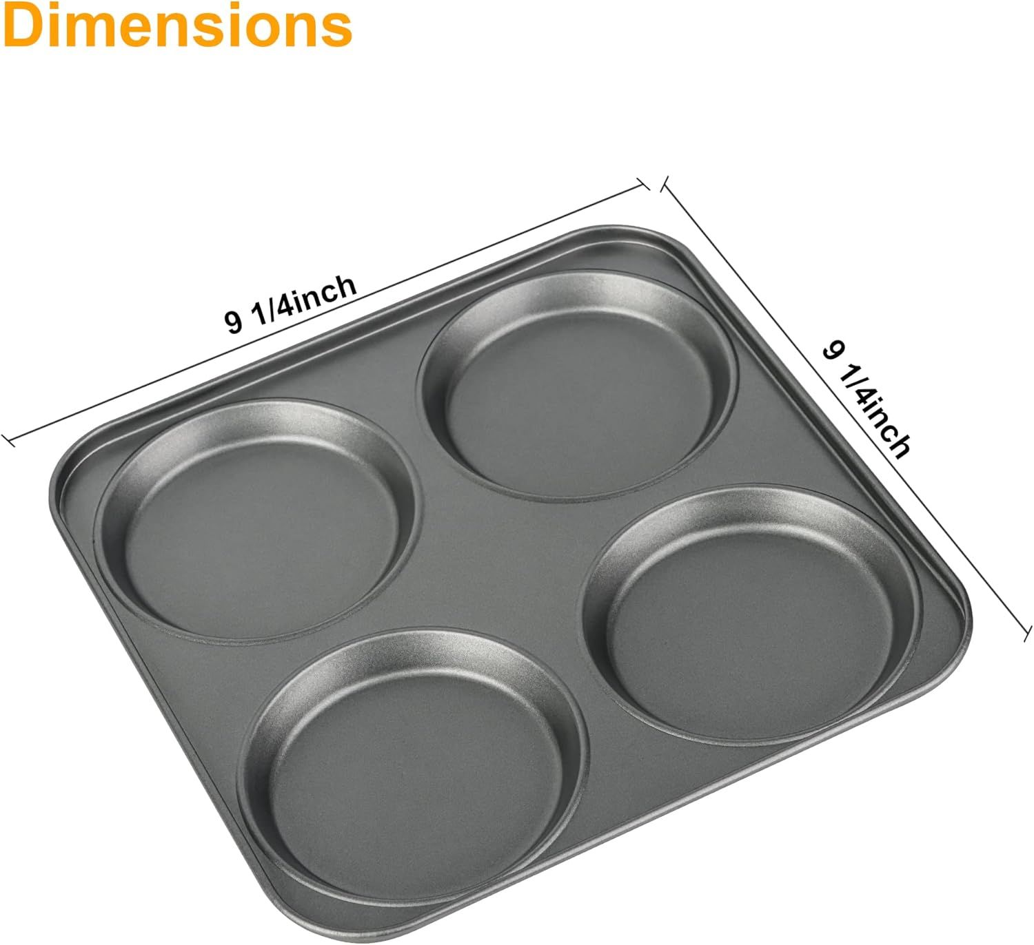 Muin Top Pan, 4-Cup Hamburger Bun Pan, Large Whoopie Pies Pan, Non-Stick Bakeware or Eggs, Cornbread, Small Cake Layers and Drop Cookies, Set o 3 - Image 3
