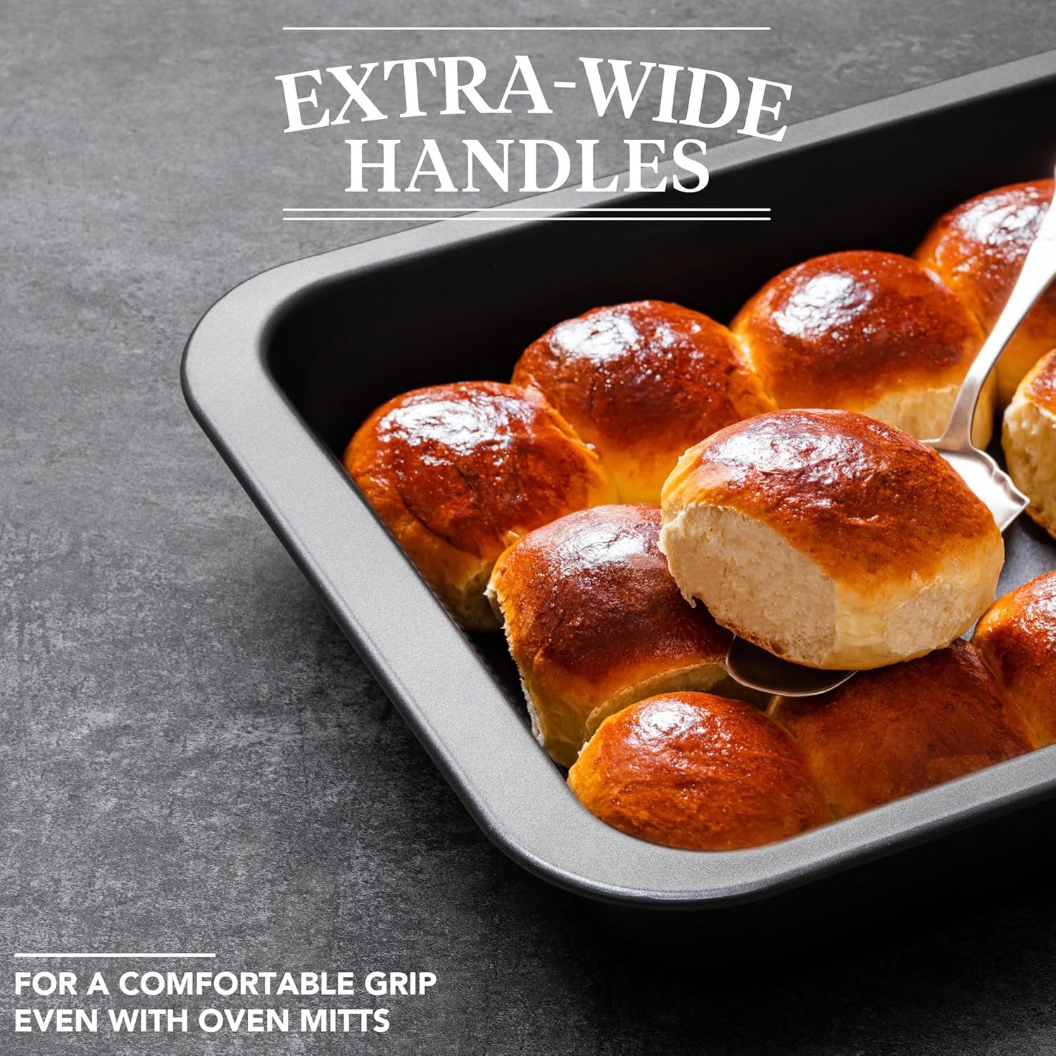Cake Pan, Nonstick Baking Pan or Cake, Bread, Brownie or Lasagna, Heavy Duty Baking Dish with Diamond Texture Pattern and Wide Grips - Image 7
