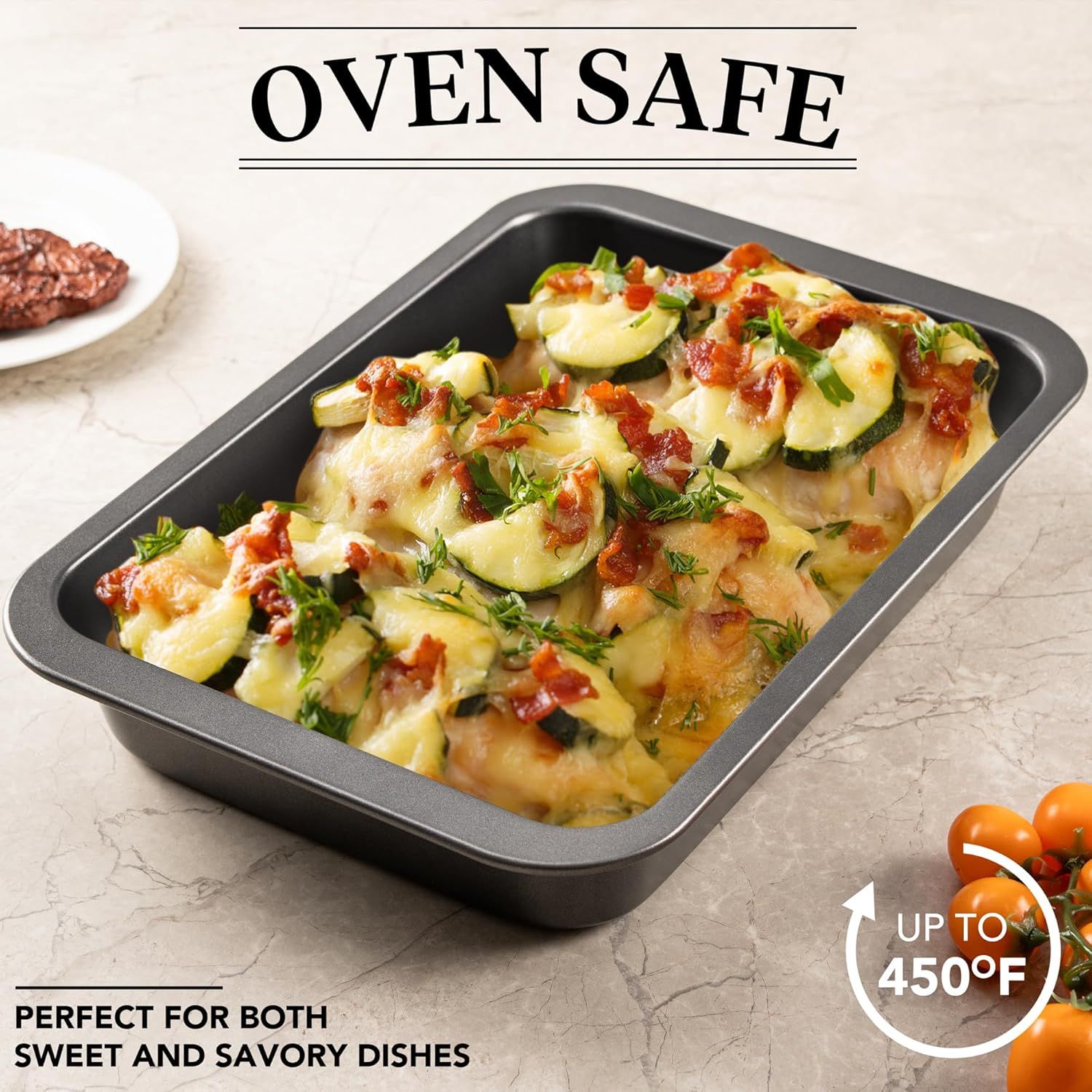 Cake Pan, Nonstick Baking Pan or Cake, Bread, Brownie or Lasagna, Heavy Duty Baking Dish with Diamond Texture Pattern and Wide Grips - Image 8