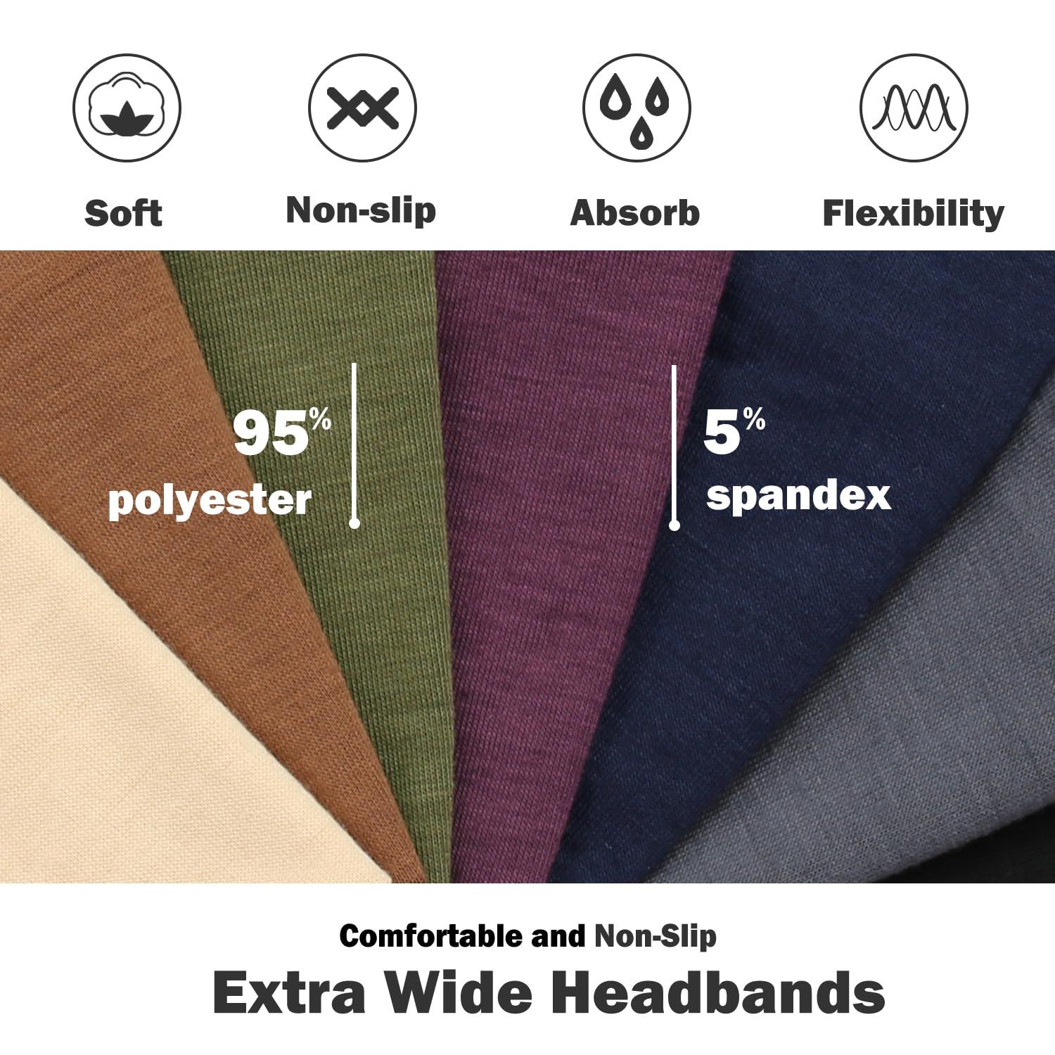 Extra Wide Headbands or Women Non-Slip, 7'' Large Twist Knotted Stretchy Wraps Head Bands Hair Accessories, 4 Pack, Black - Image 4