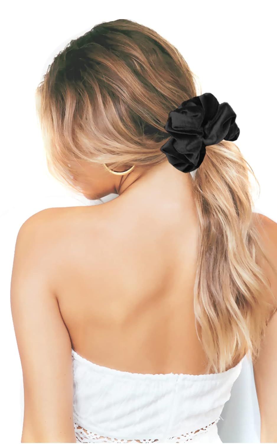 Extra Large Scrunchies or Women's Thick Hair, Premium Velvet Sot Jumbo Scrunchy, XL 6 inch Big Elastic Band Hair Accessories, 4 Pack, Black - Image 6
