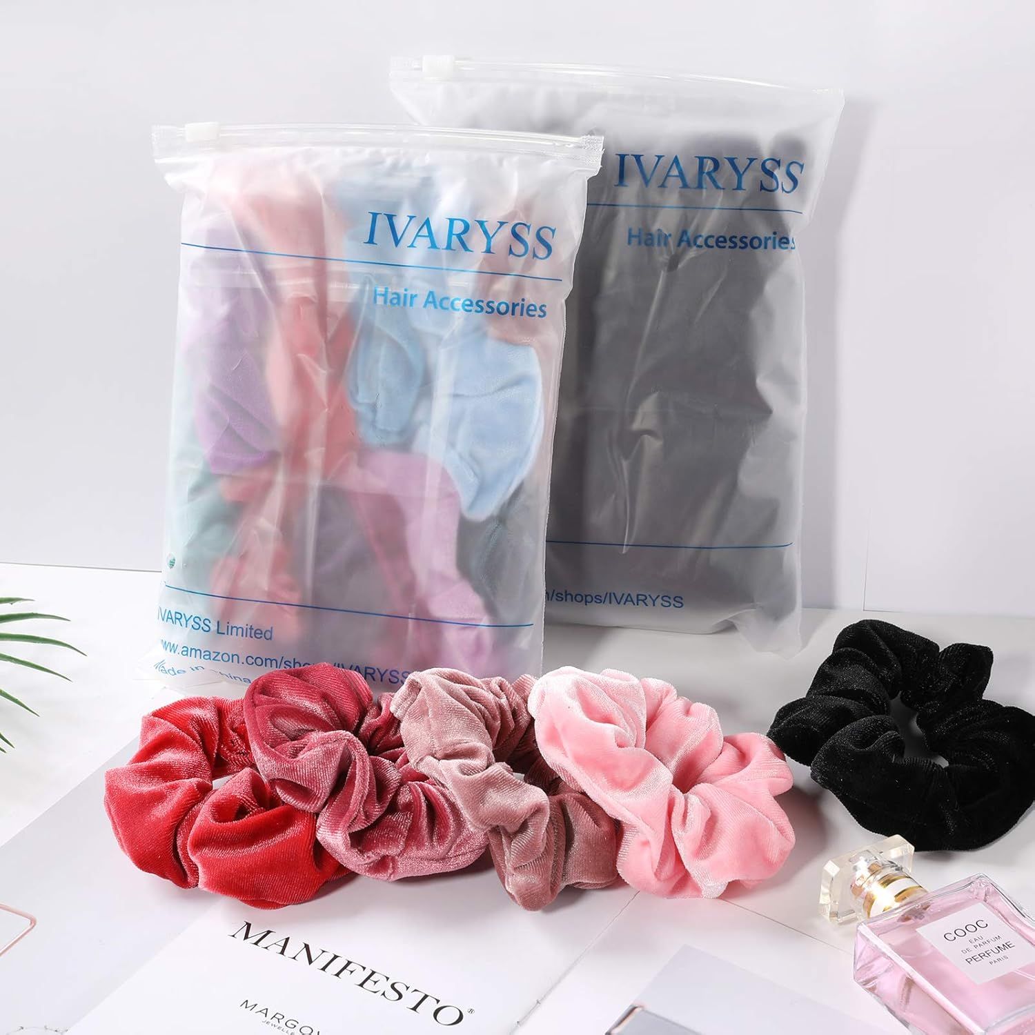 Extra Large Scrunchies or Women's Thick Hair, Premium Velvet Sot Jumbo Scrunchy, XL 6 inch Big Elastic Band Hair Accessories, 4 Pack, Black - Image 7