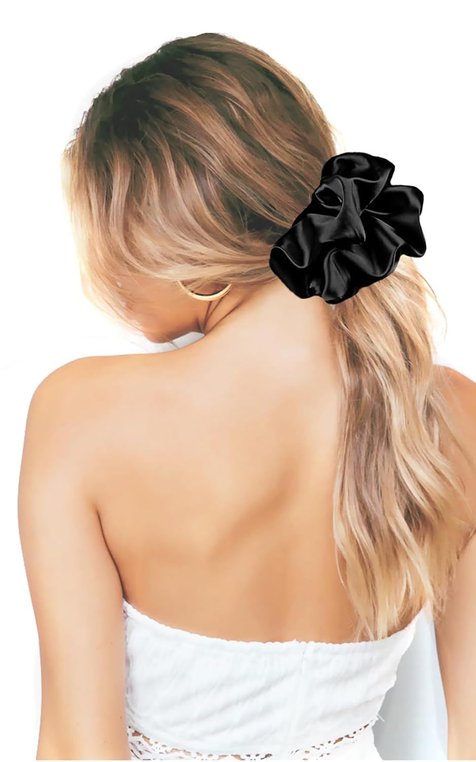 Big Scrunchies or Women Thick Hair, Premium Satin Soter than Silk, XL 6 Inch Extra Large Scrunchy Elastic Hair Bands Accessories, 6 Pack, Neutral - Image 5