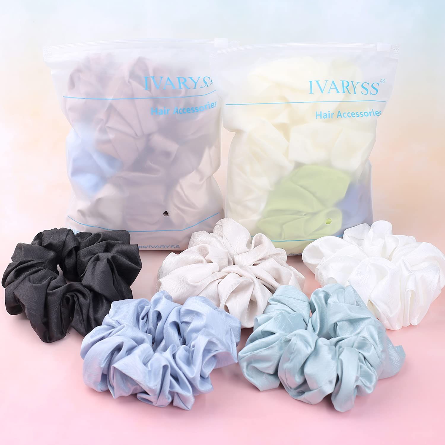 Big Scrunchies or Women Thick Hair, Premium Satin Soter than Silk, XL 6 Inch Extra Large Scrunchy Elastic Hair Bands Accessories, 6 Pack, Neutral - Image 7