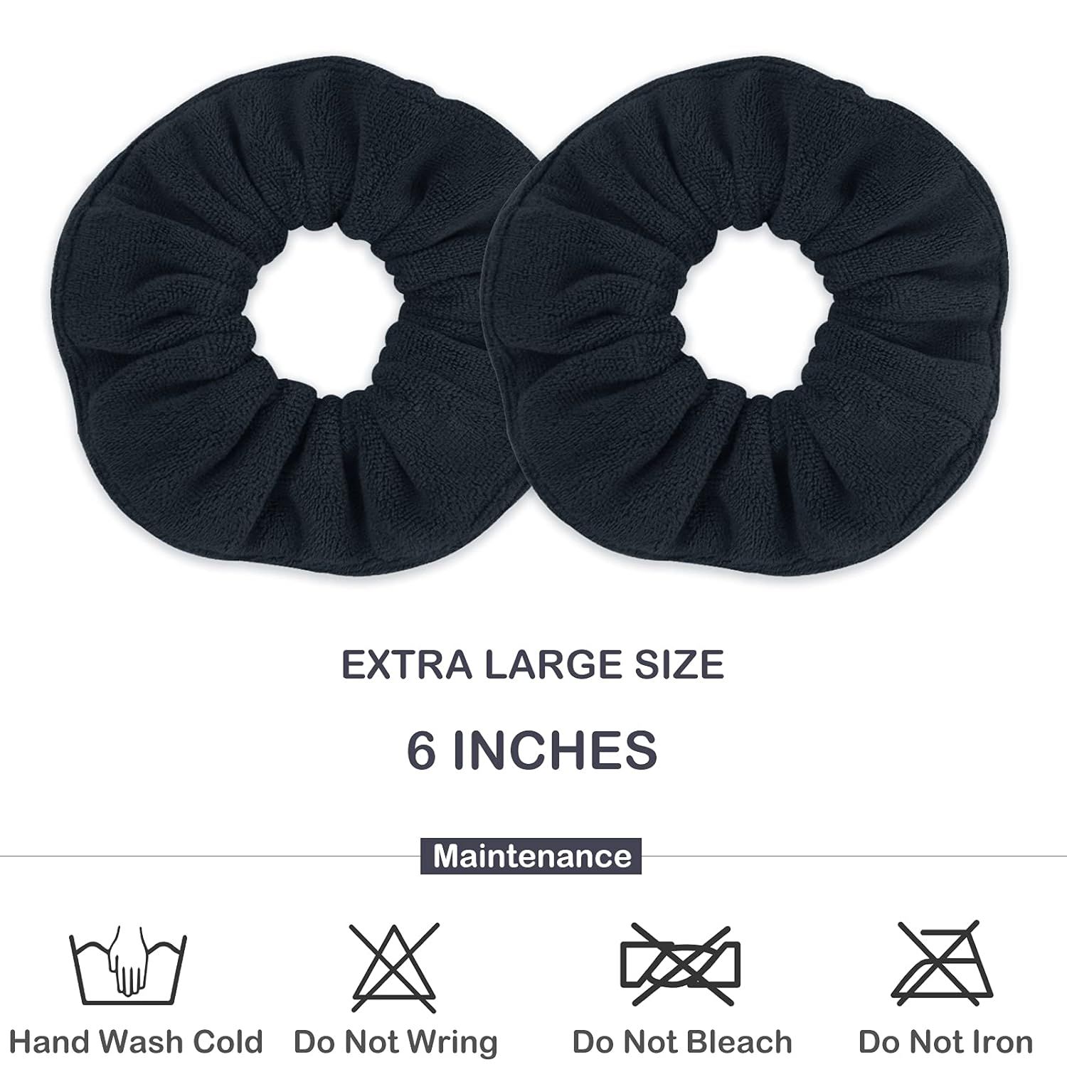 Super Towel Scrunchies or Drying Hair, Absorbent and Sot Microiber or rizz ree, Large Thick Ponytail Holder Wet Hair Accessories or Women and Girls, 4 PCS (Black) - Image 3