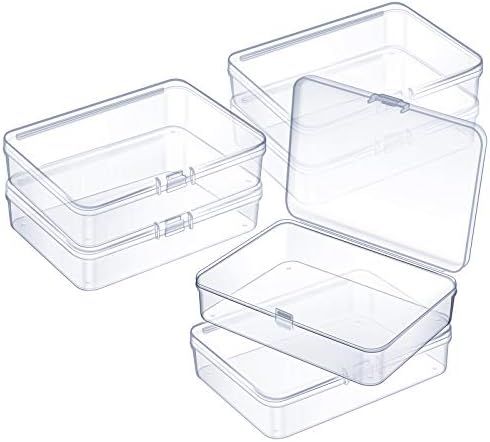 6 Pieces Mini Plastic Clear Beads Storage Containers Box or Collecting Small Items, Beads, Jewelry, Business Cards, Game Pieces, Crats (4.5 x 3.3 x 1.2 Inch) - Image 1