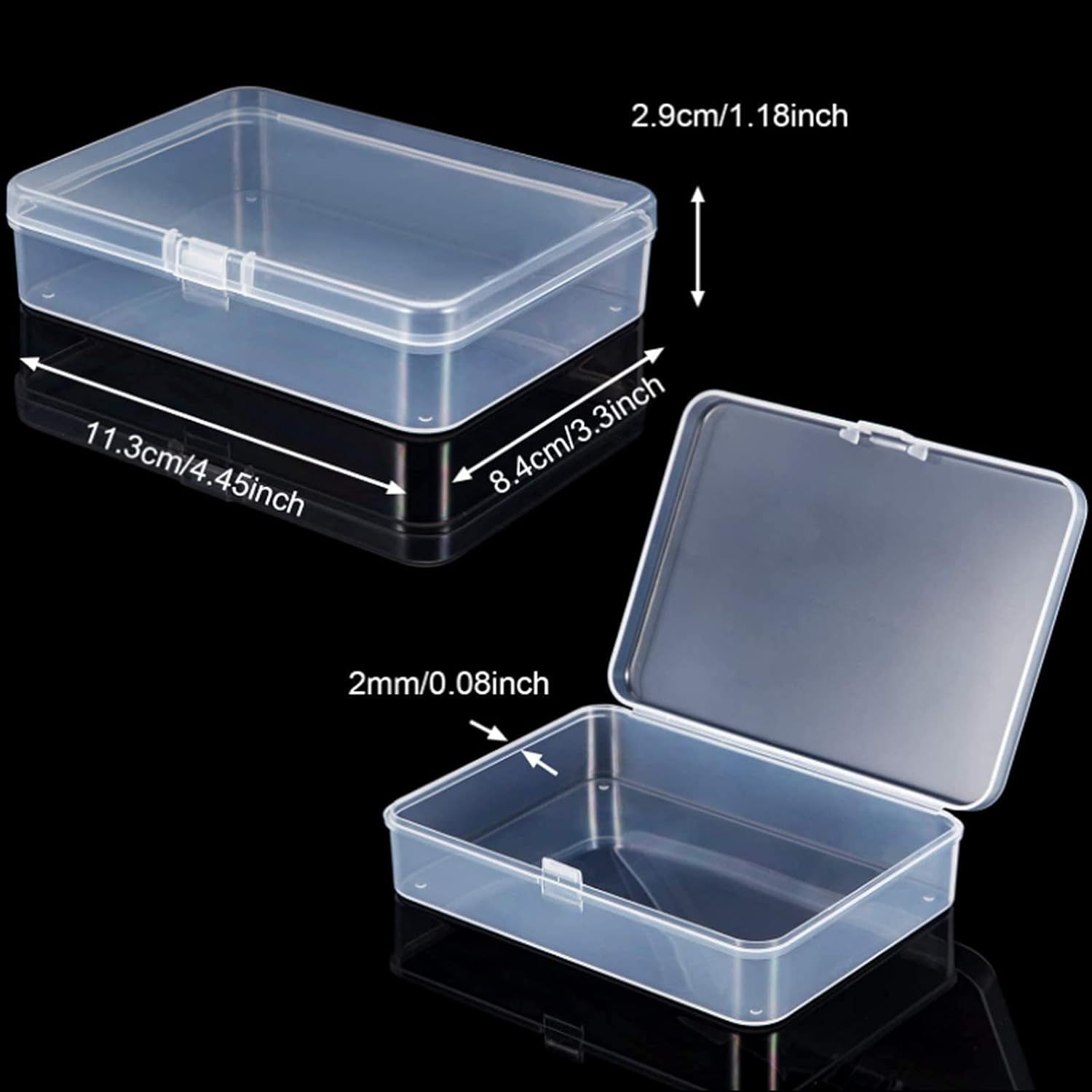 6 Pieces Mini Plastic Clear Beads Storage Containers Box or Collecting Small Items, Beads, Jewelry, Business Cards, Game Pieces, Crats (4.5 x 3.3 x 1.2 Inch) - Image 2